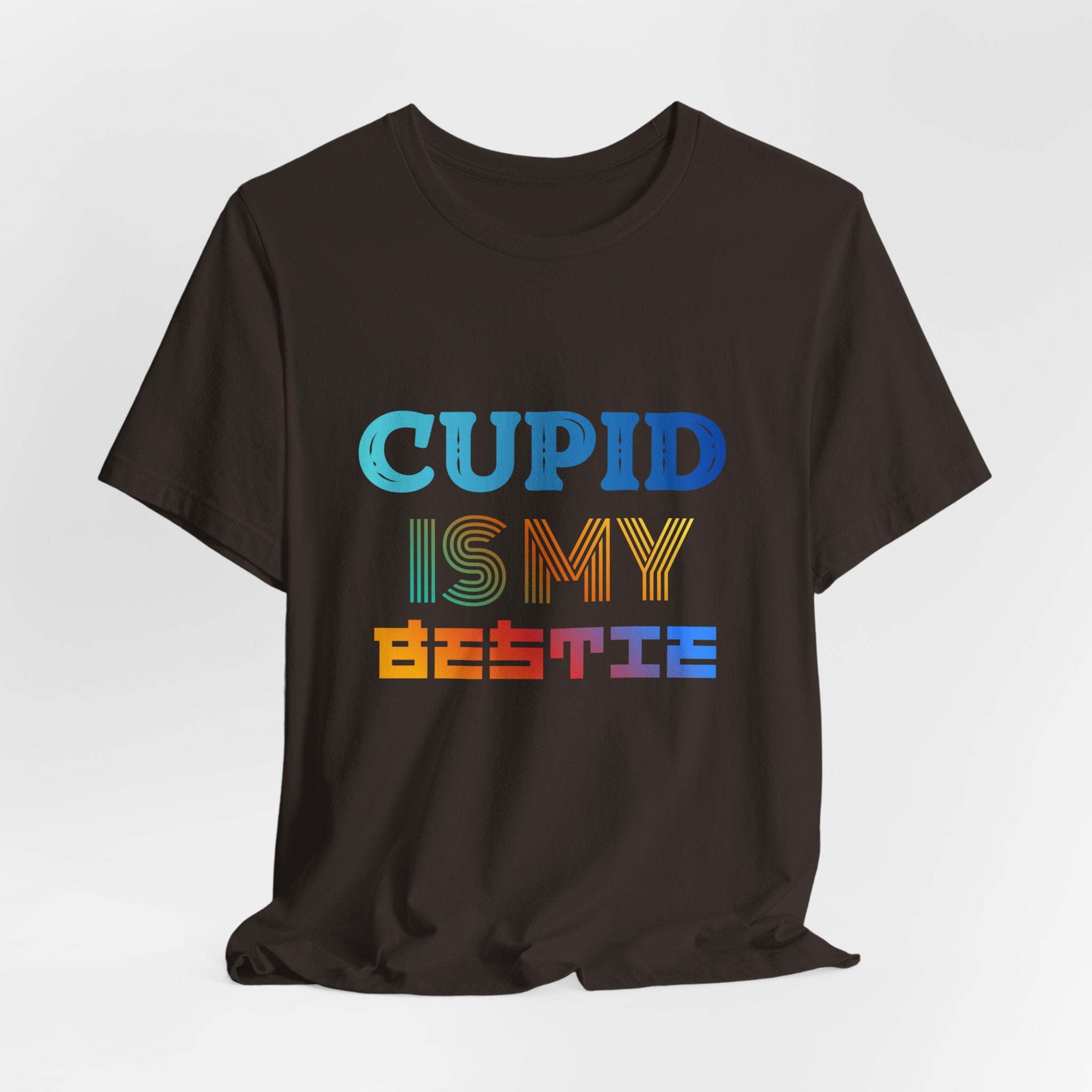Cupid Is My Bestie Tee - Rainbow Valentine Graphic T-Shirt