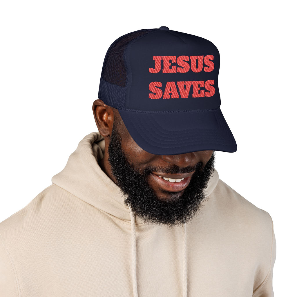 Jesus Saves Foam Trucker Hat - Christian Gospel Mesh Cap