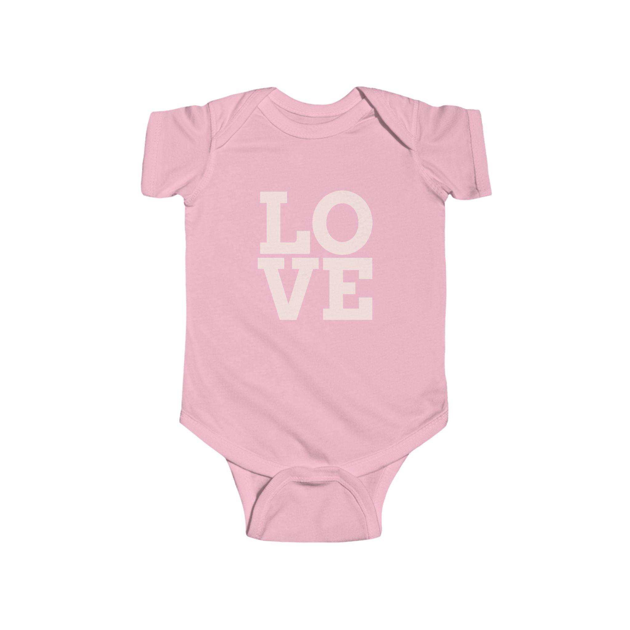Baby Bodysuit "LOVE" Pink Minimalist Infant Onesie – Newborn Gift & Valentine's Day Outfit