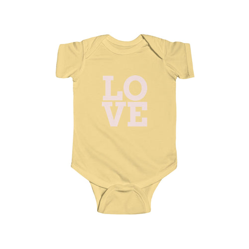 Baby Bodysuit "LOVE" Pink Minimalist Infant Onesie – Newborn Gift & Valentine's Day Outfit