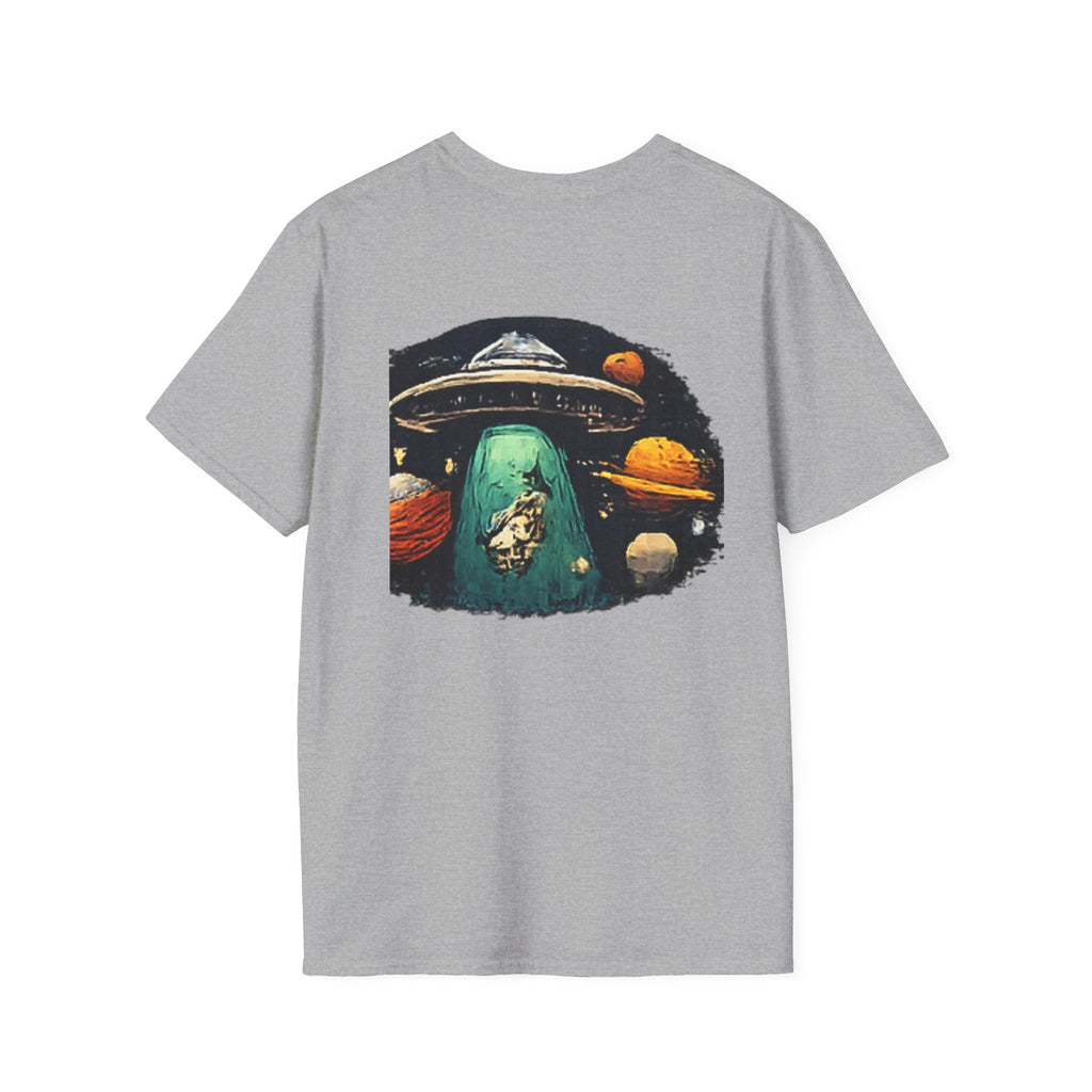 Alien Abduction Graphic T-Shirt — Retro UFO & Planets Space Tee