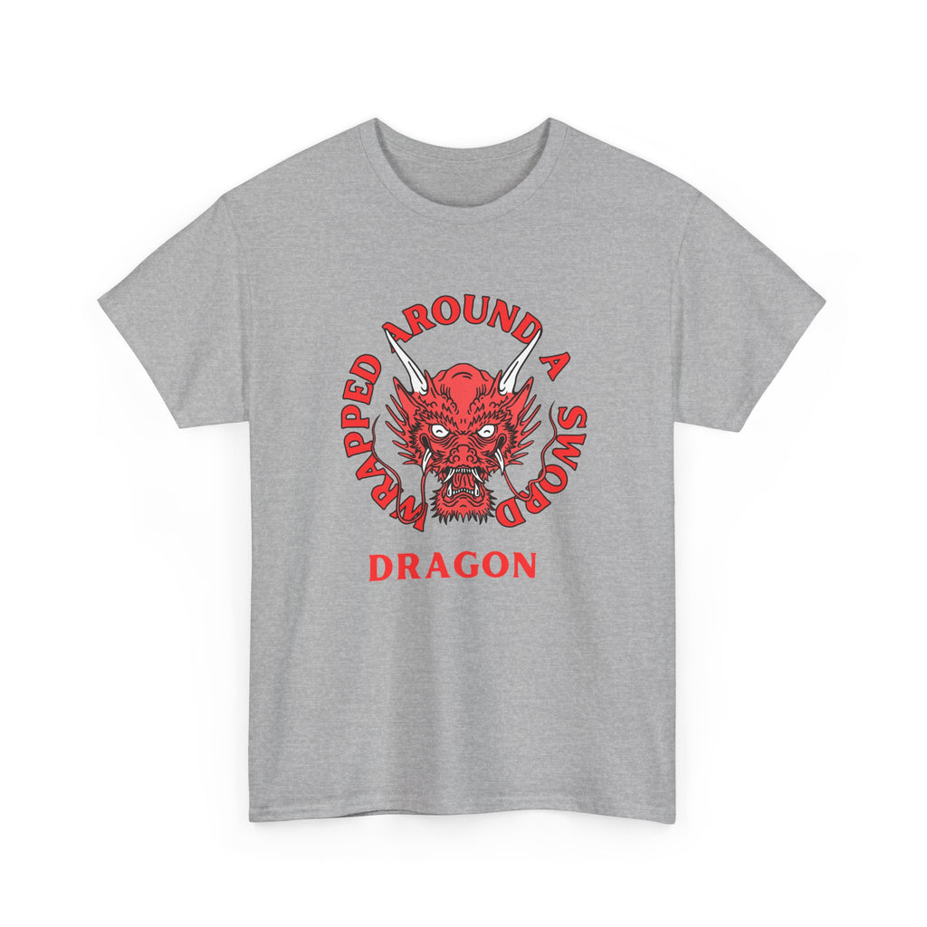 Dragon Tee — 'Wrapped Around a Sword' Red Dragon Graphic T-Shirt