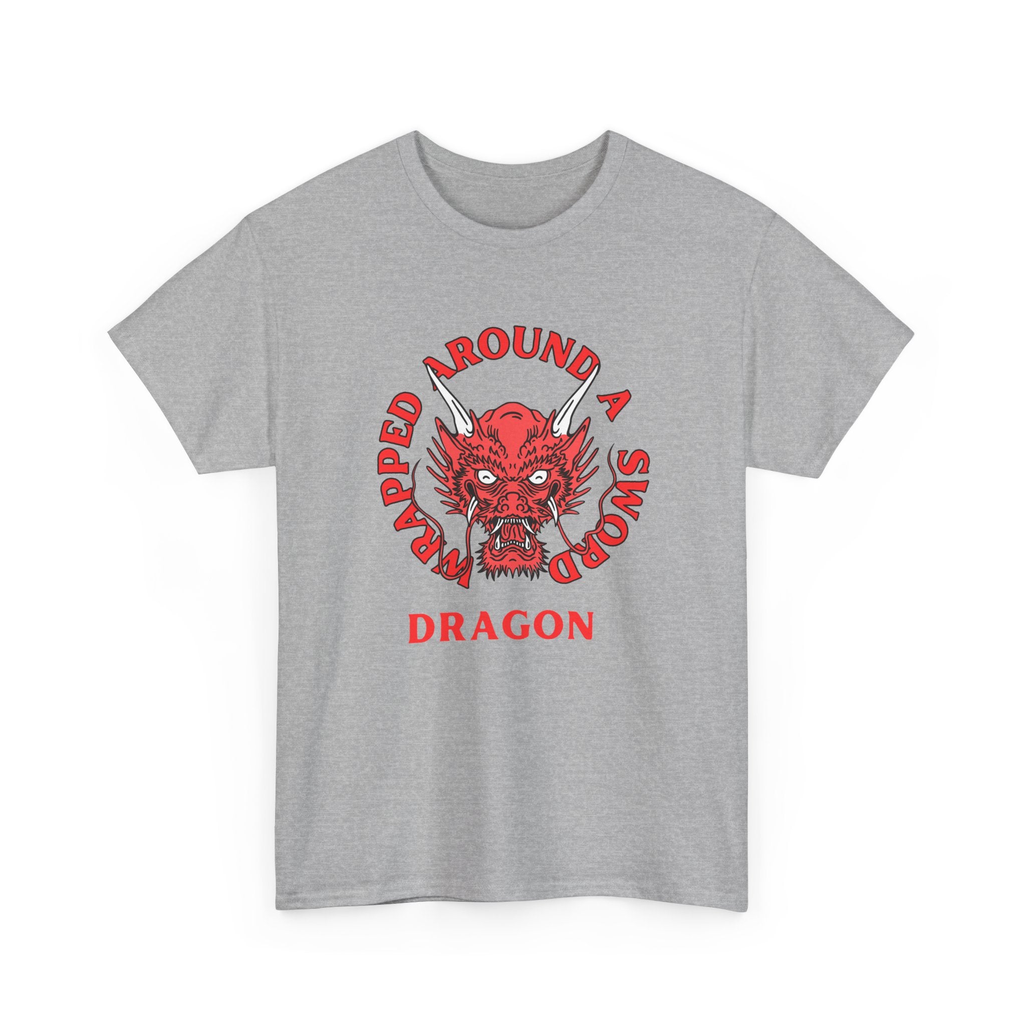 Dragon Tee — 'Wrapped Around a Sword' Red Dragon Graphic T-Shirt