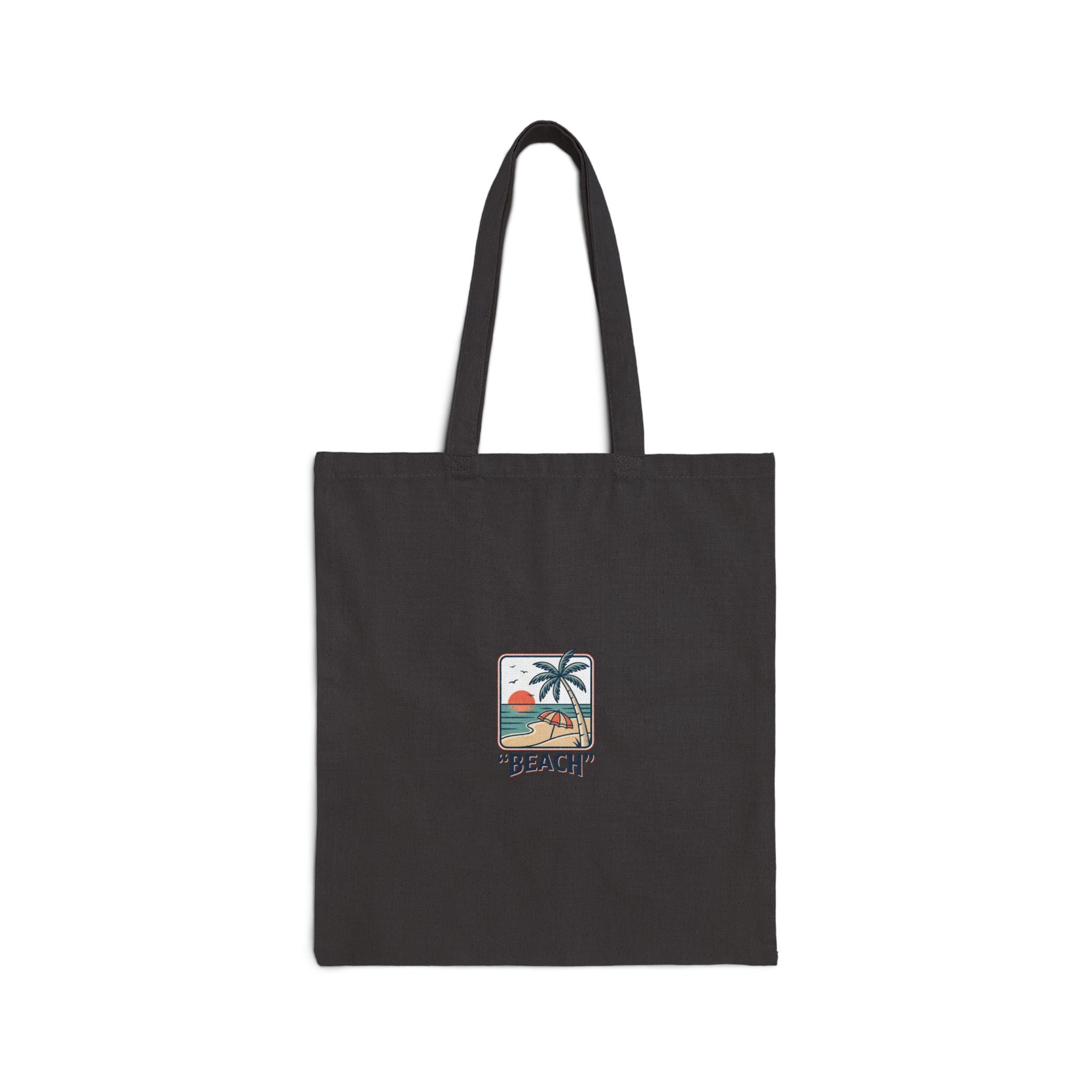Island Energy Canvas Tote - "Beach" Retro Palm Tree Cotton Bag