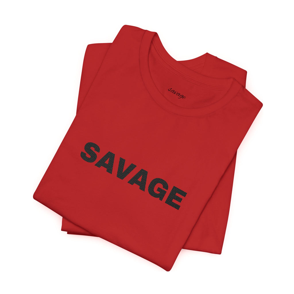 Savage Graphic Tee - Bold Text White T-Shirt
