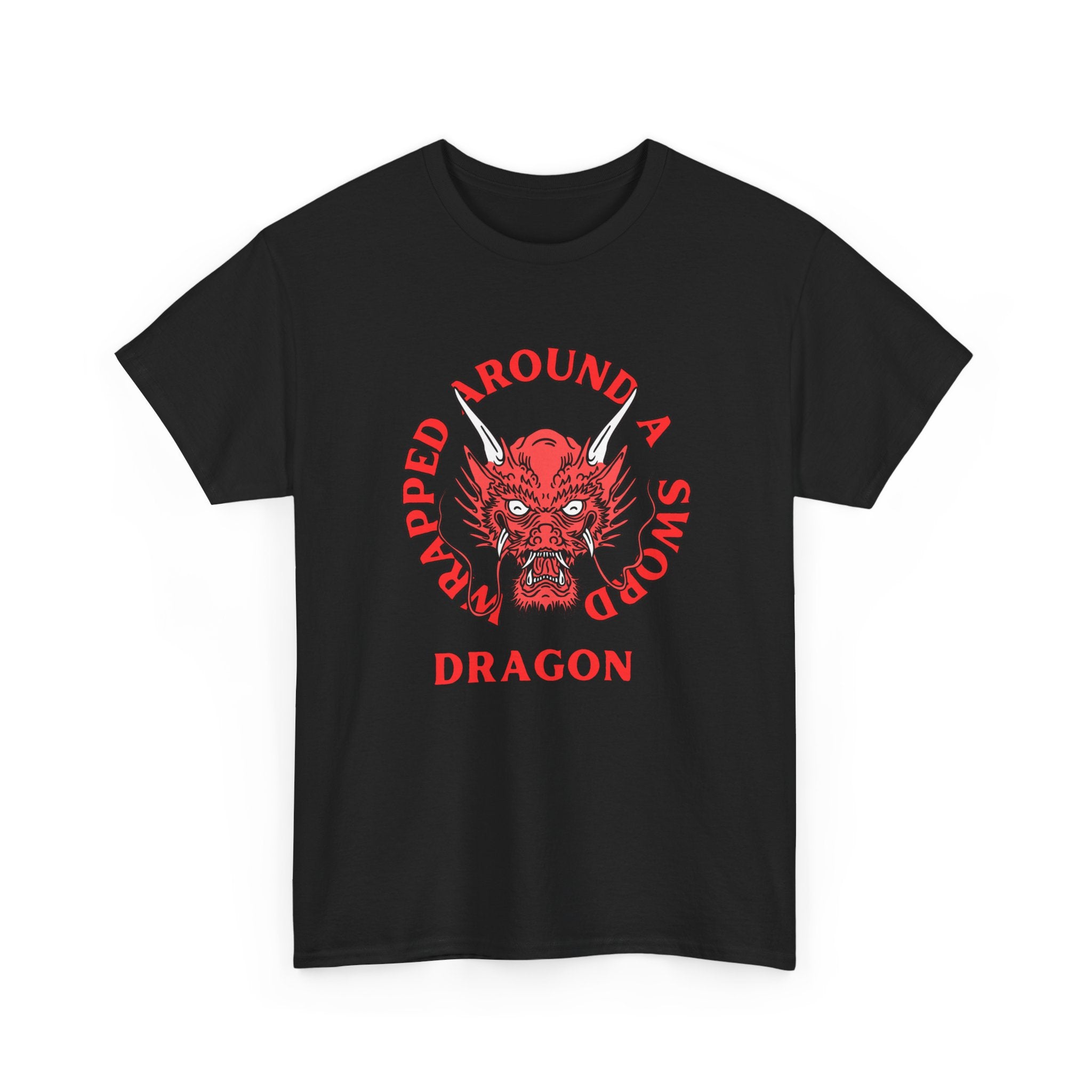 Dragon Tee — 'Wrapped Around a Sword' Red Dragon Graphic T-Shirt