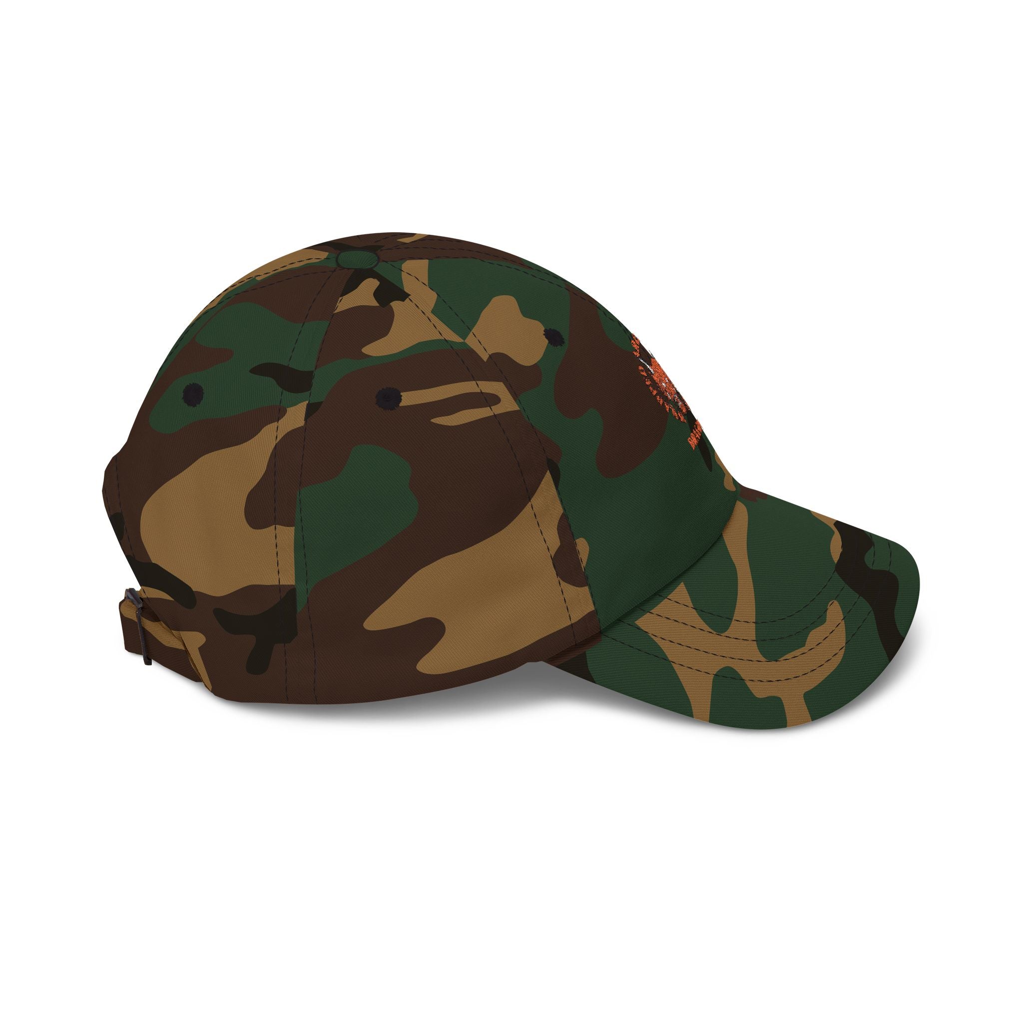 Dragon Emblem Dad Cap — Vintage Orange Floral Crest Hat