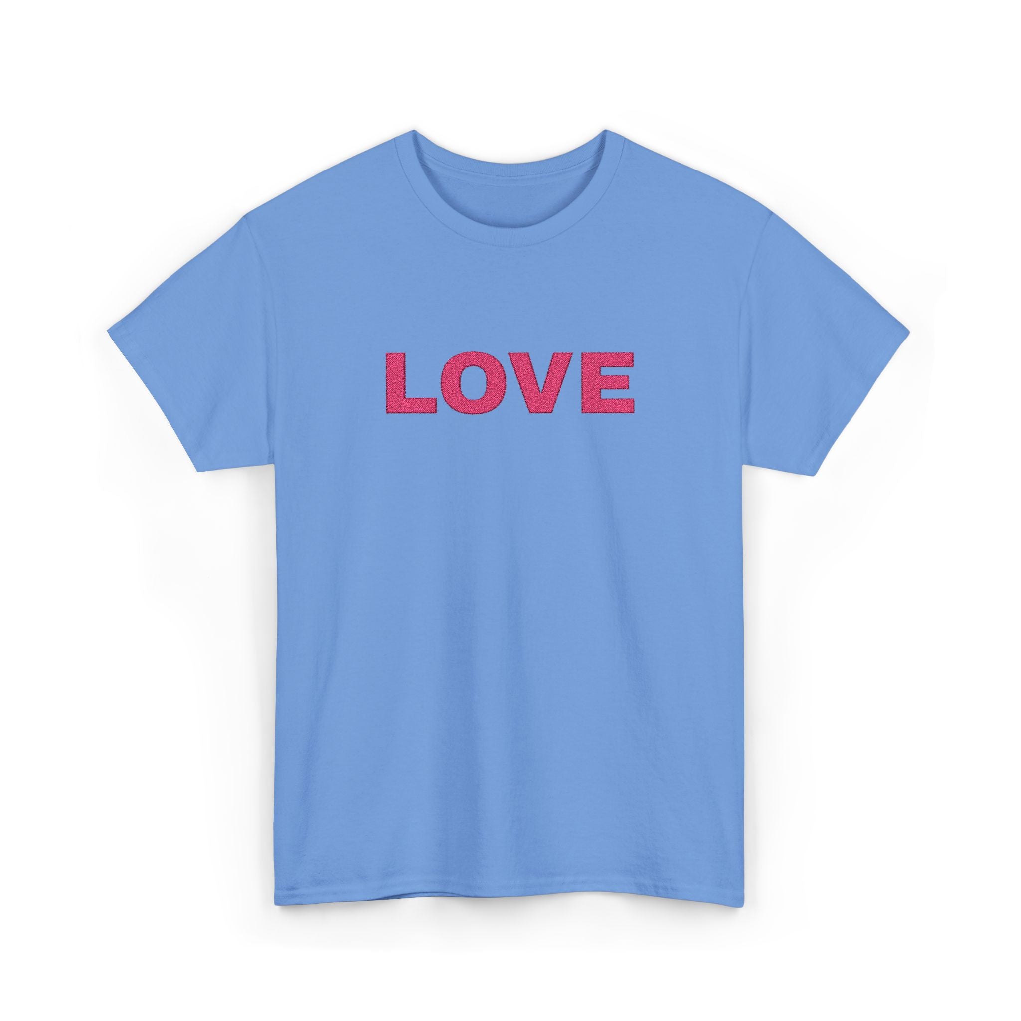 LOVE Glitter Text T-Shirt — Women's Pink Sparkle Tee for Valentine's Day