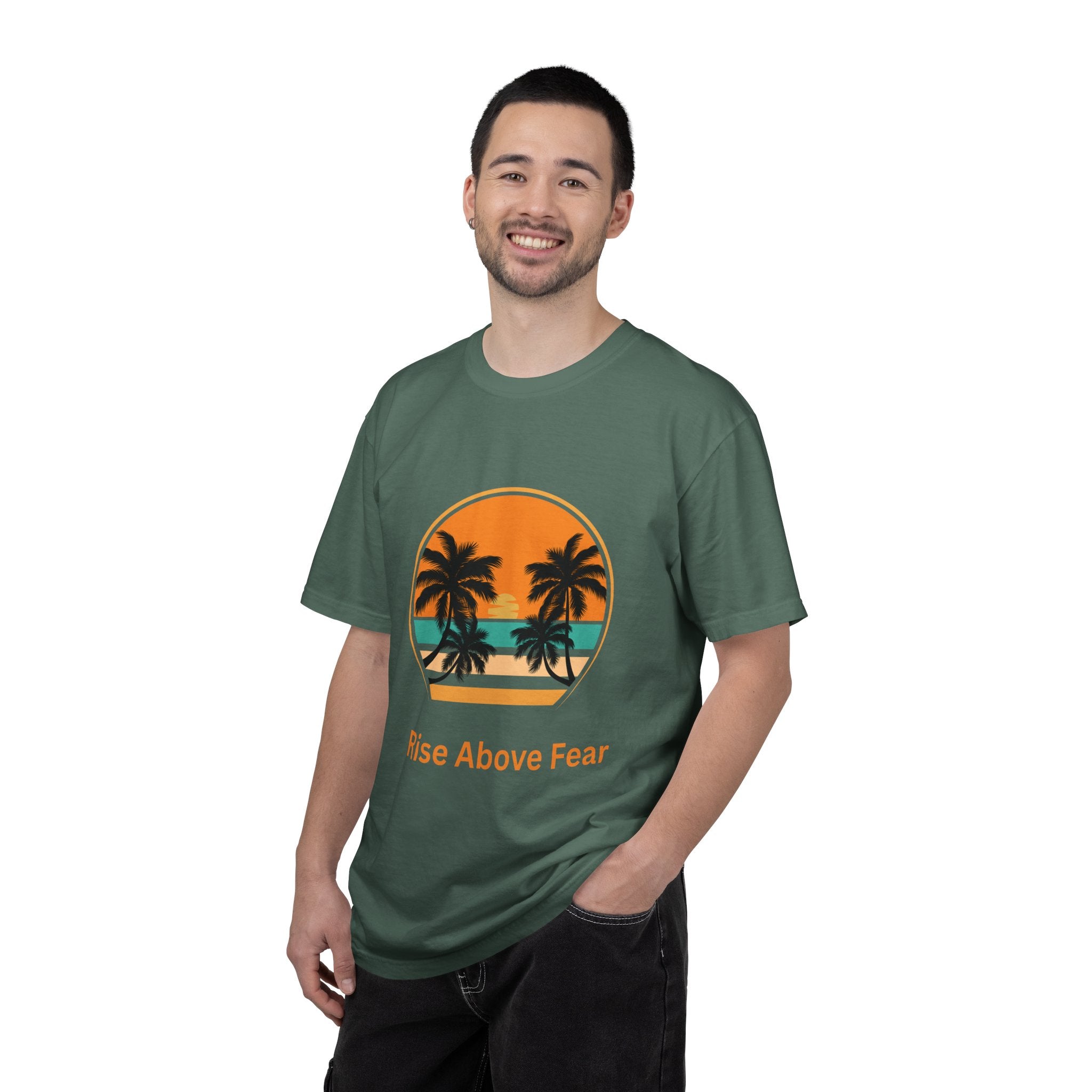 Rise Above Fear T-Shirt — Vintage Sunset Palm Tee