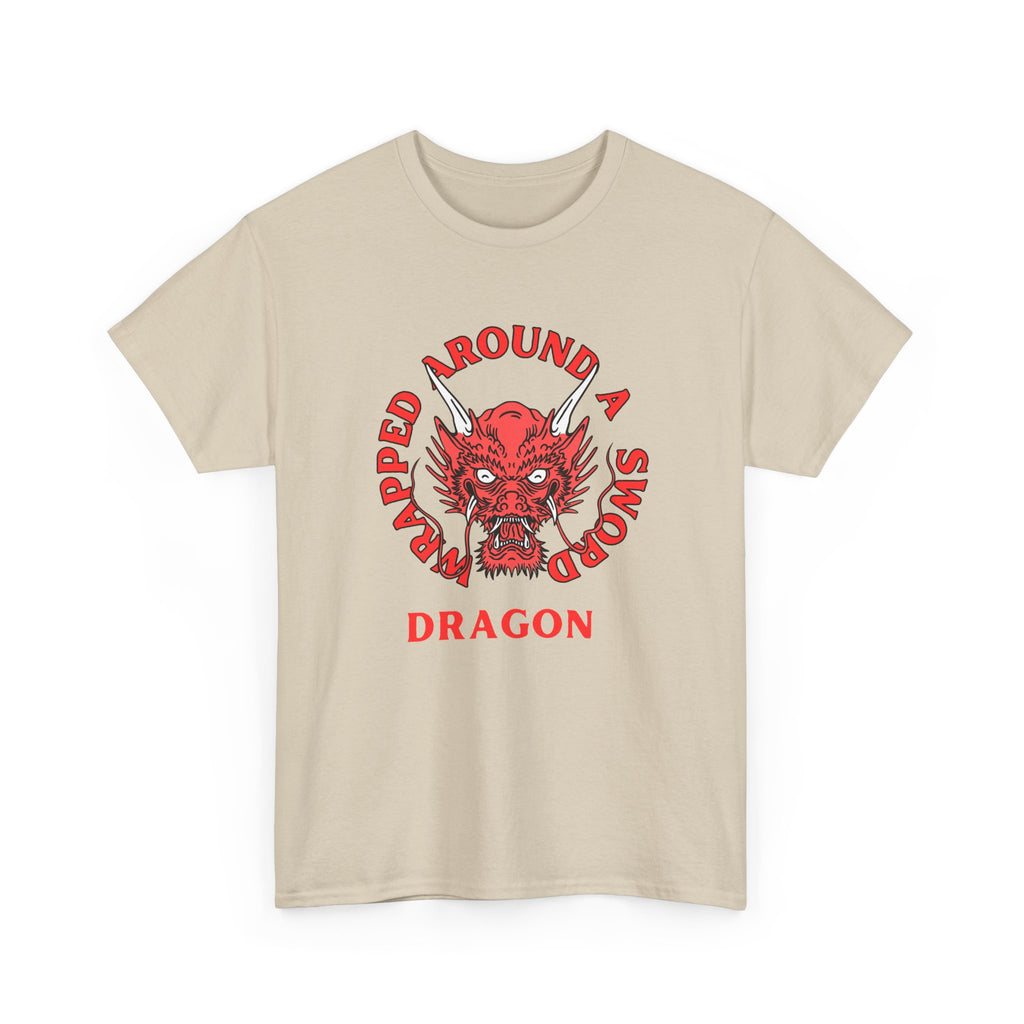 Dragon Tee — 'Wrapped Around a Sword' Red Dragon Graphic T-Shirt