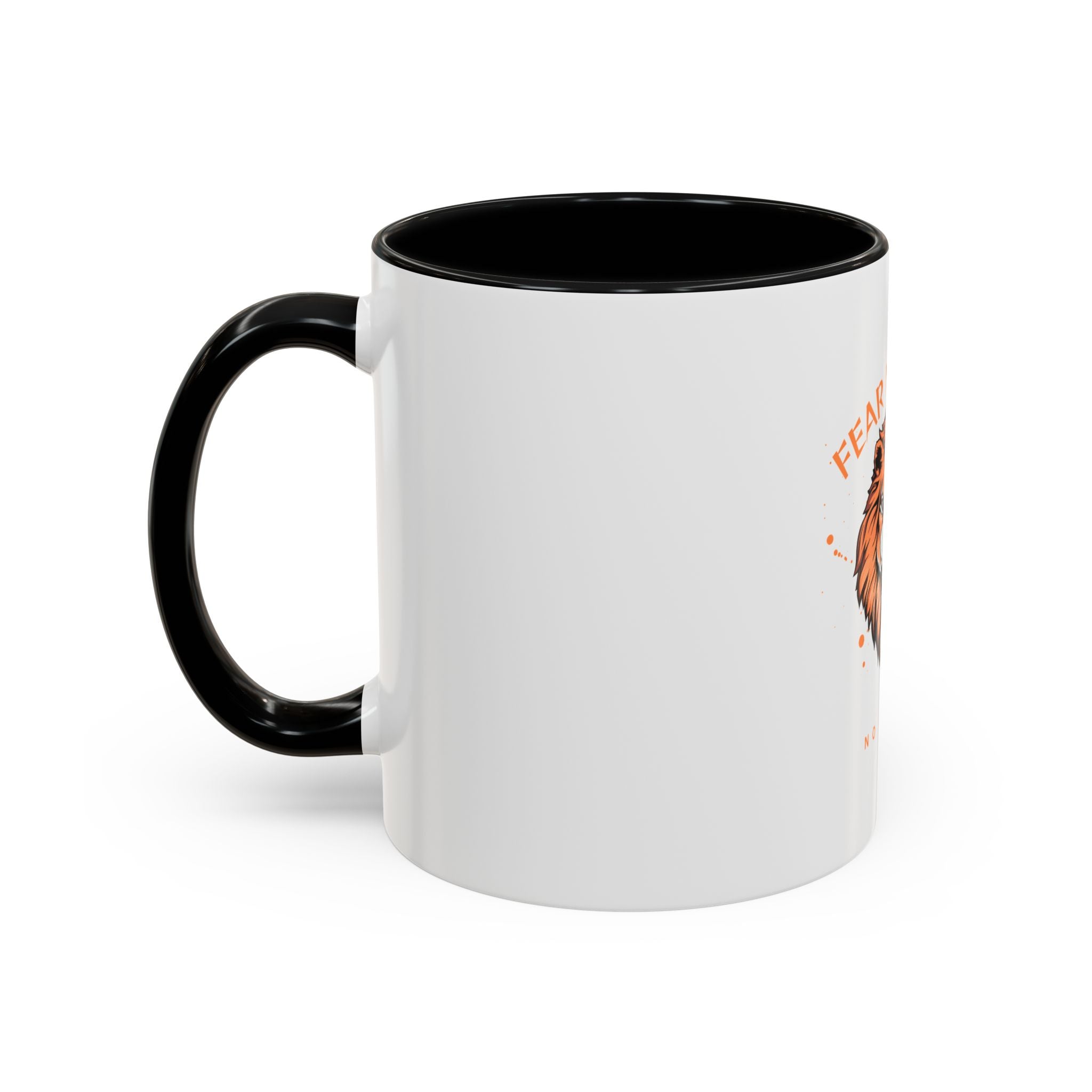 Fear Nothing Lion Accent Coffee Mug — Inspirational No Limits Motivational Gift