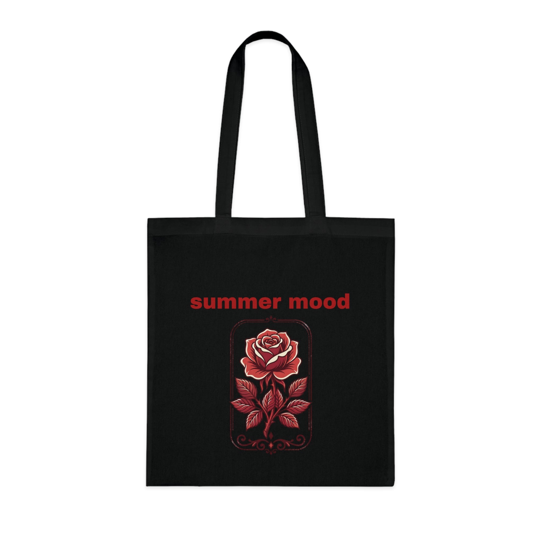 Summer Mood Floral Tote Bag – Retro Rose Cotton Tote