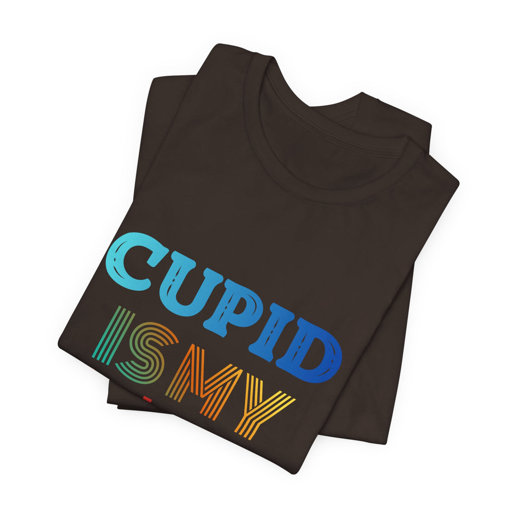 Cupid Is My Bestie Tee - Rainbow Valentine Graphic T-Shirt