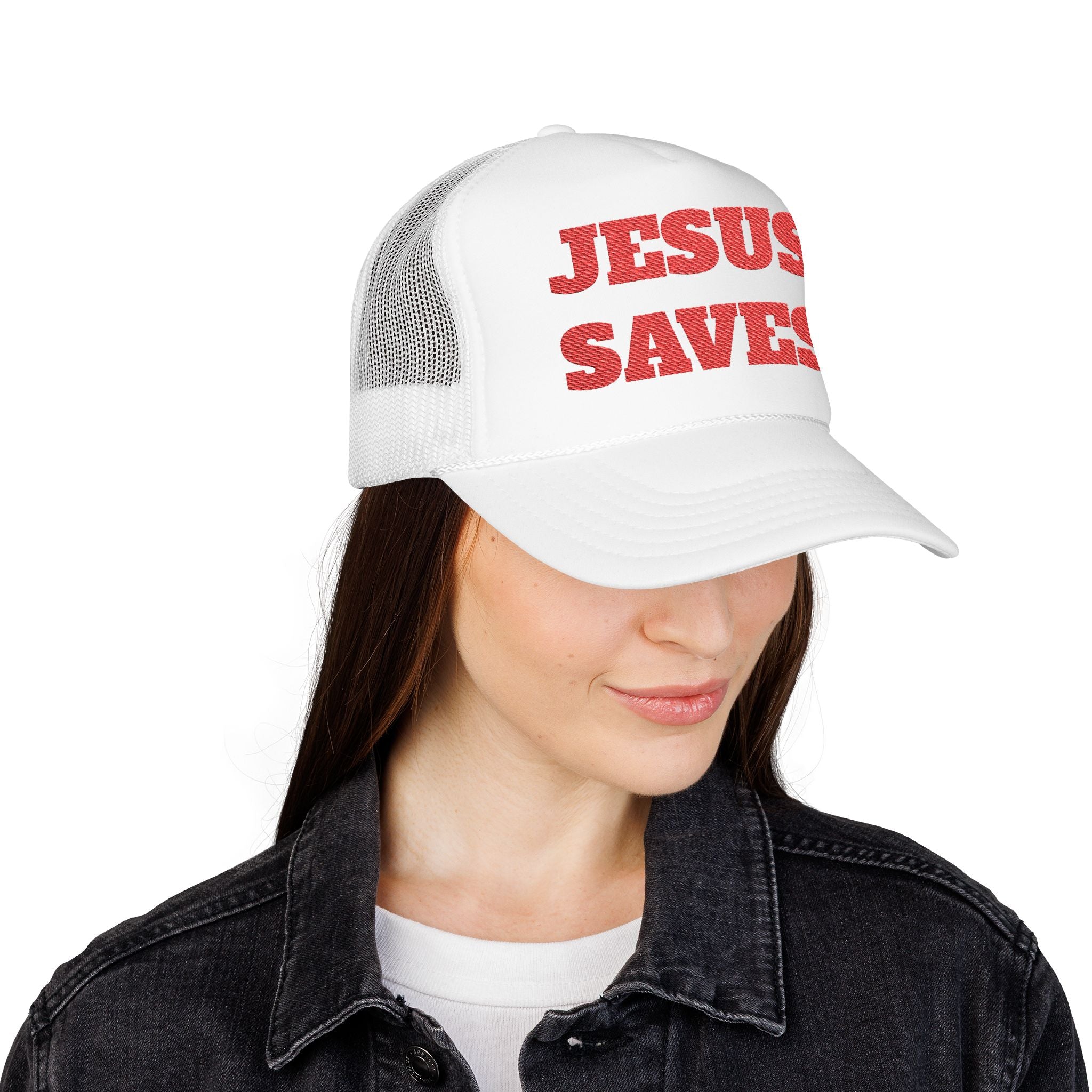 Jesus Saves Foam Trucker Hat - Christian Gospel Mesh Cap