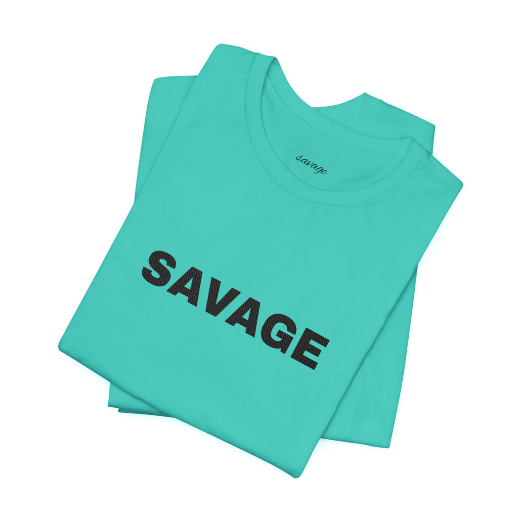 Savage Graphic Tee - Bold Text White T-Shirt