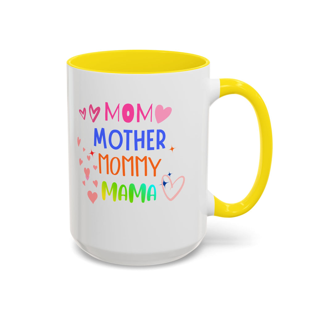 Mother/Mom Rainbow Accent Coffee Mug — 'Mom Mother Mommy Mama' Gift for Mother's Day