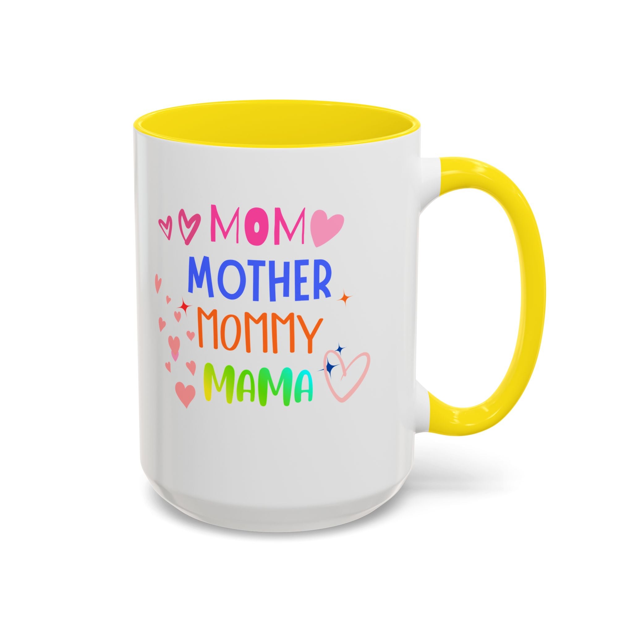 Mother/Mom Rainbow Accent Coffee Mug — 'Mom Mother Mommy Mama' Gift for Mother's Day