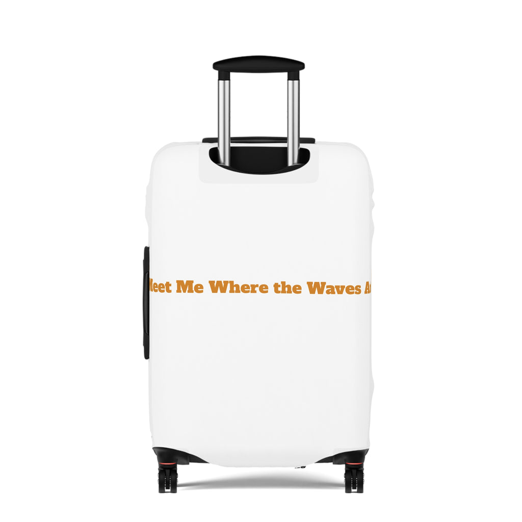 Radiant Sun Beach Luggage Cover — 'Meet Me Where the Waves Are' Travel Protector