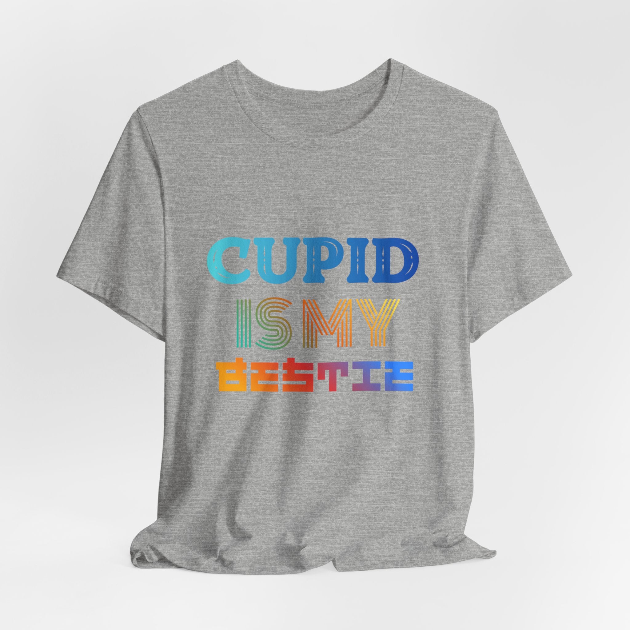 Cupid Is My Bestie Tee - Rainbow Valentine Graphic T-Shirt
