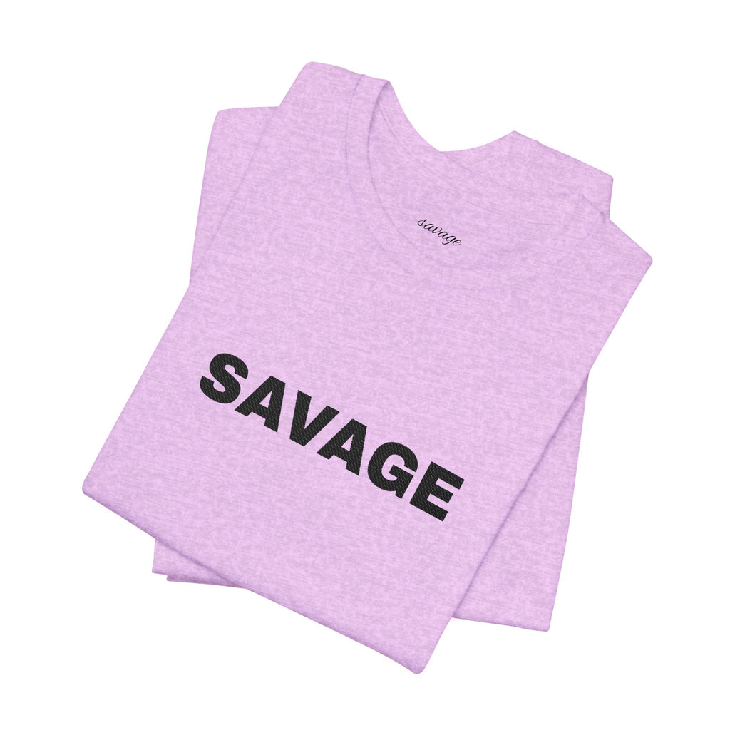 Savage Graphic Tee - Bold Text White T-Shirt