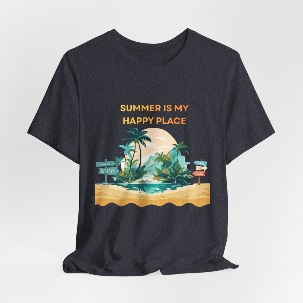 Summer Vibes Beach T-Shirt - "Summer Is My Happy Place" Graphic Tee