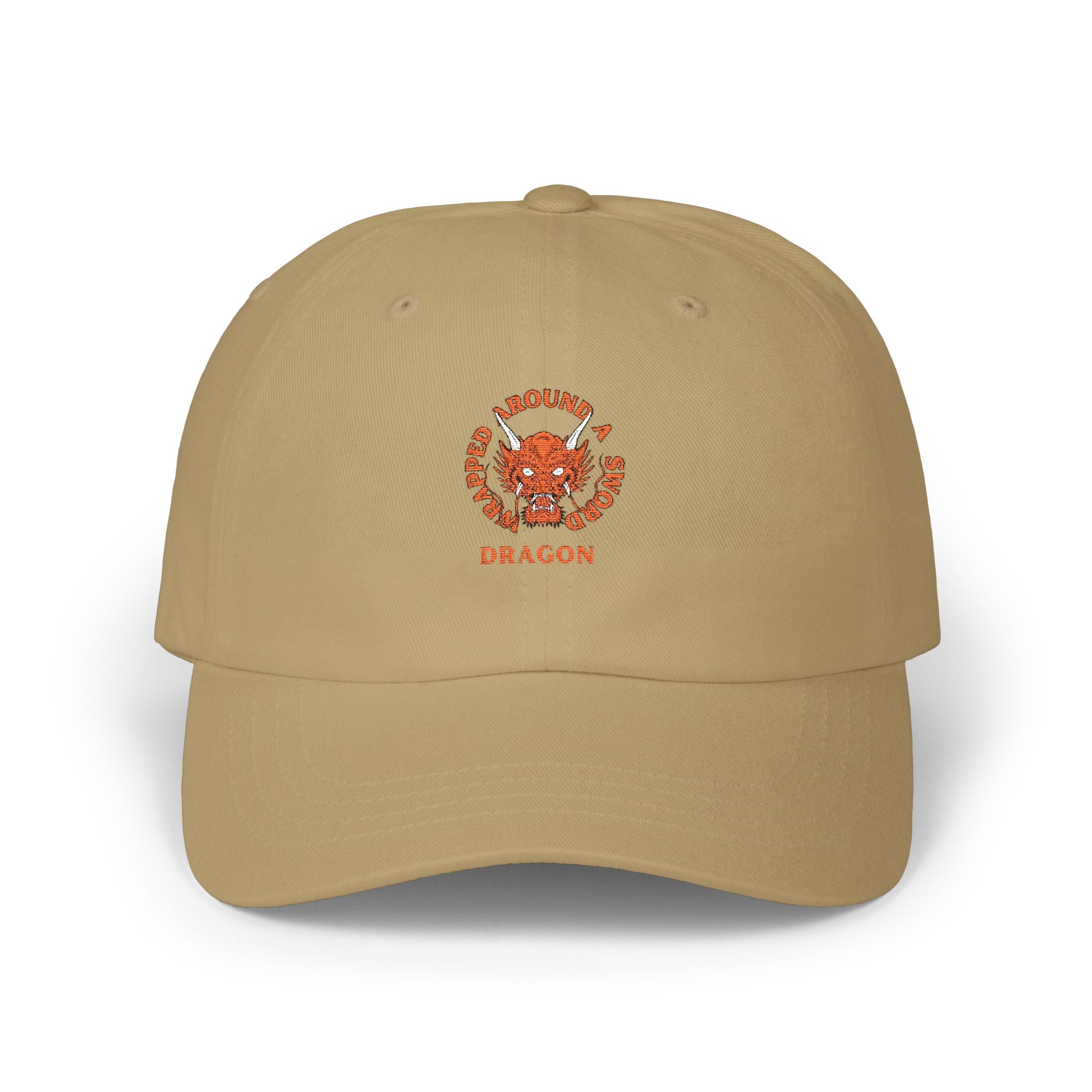 Dragon Emblem Dad Cap — Vintage Orange Floral Crest Hat