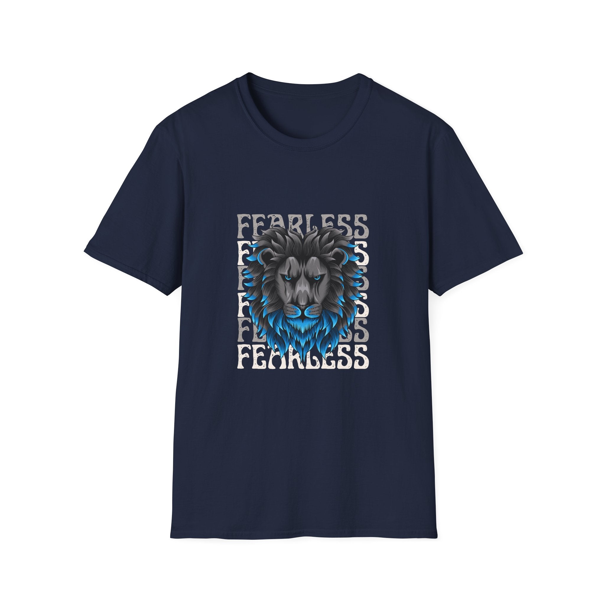 Lion Head T-Shirt — Bold Blue Mane Graphic Tee