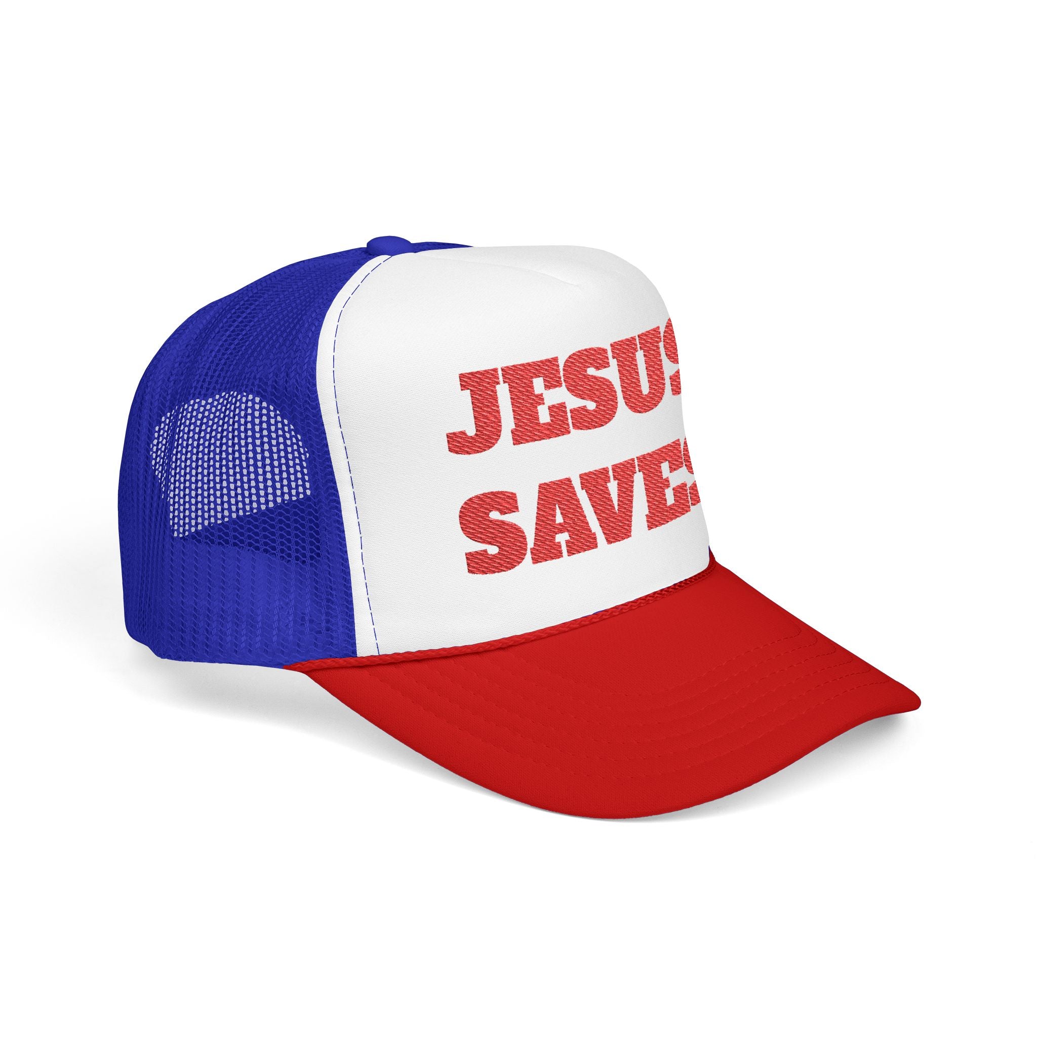 Jesus Saves Foam Trucker Hat - Christian Gospel Mesh Cap