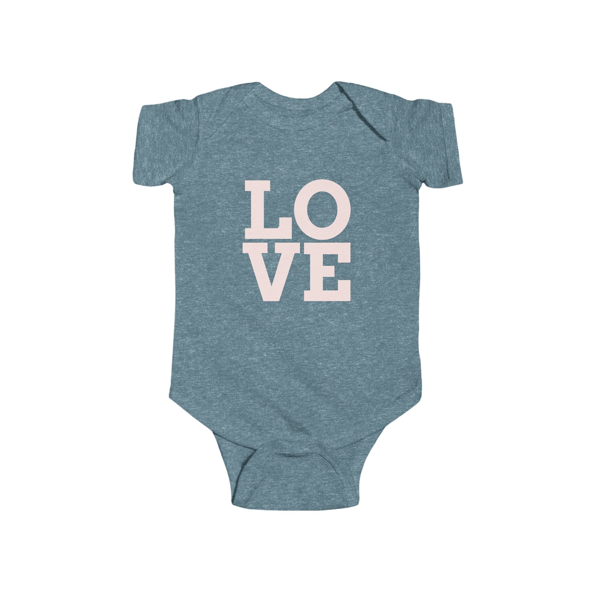 Baby Bodysuit "LOVE" Pink Minimalist Infant Onesie – Newborn Gift & Valentine's Day Outfit