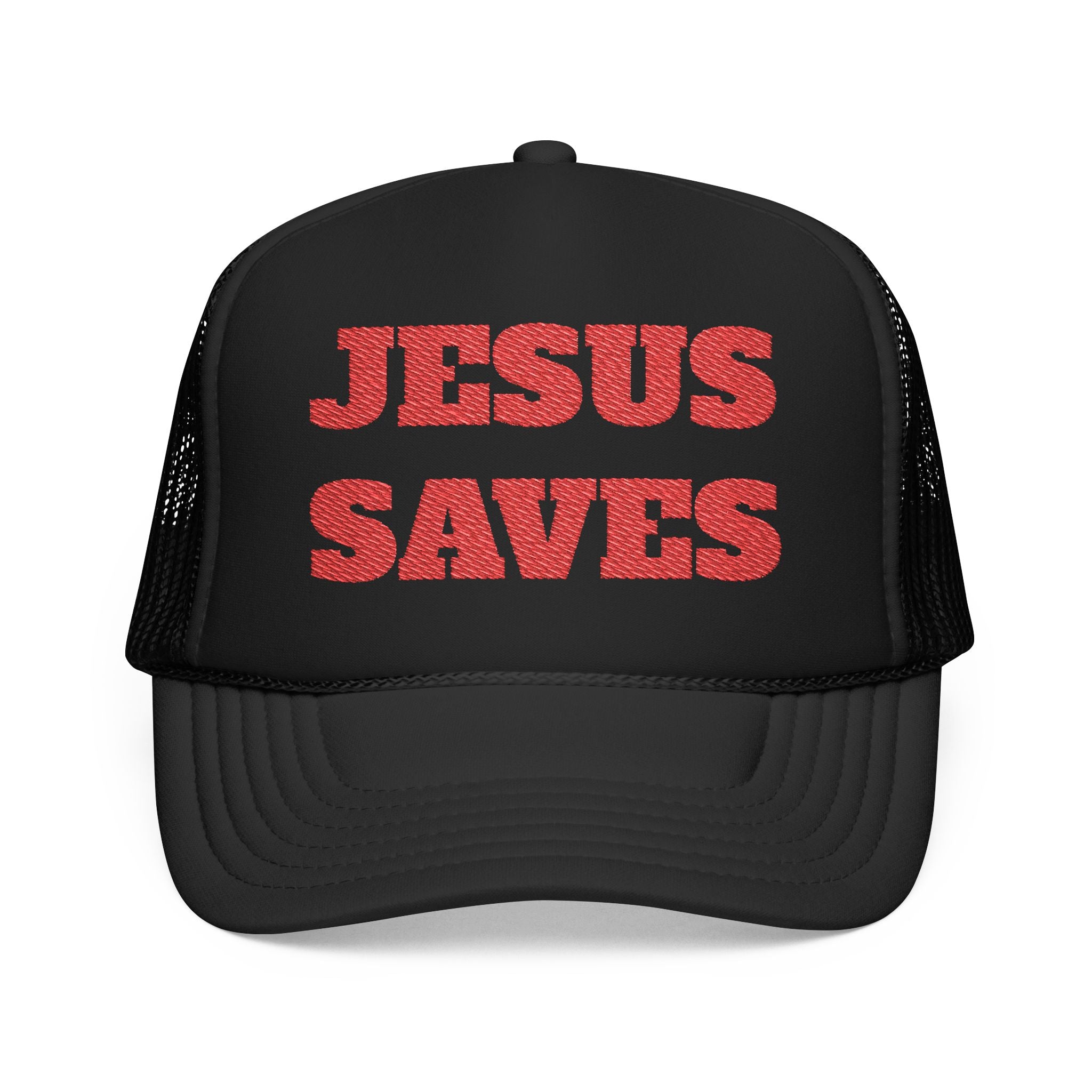 Jesus Saves Foam Trucker Hat - Christian Gospel Mesh Cap