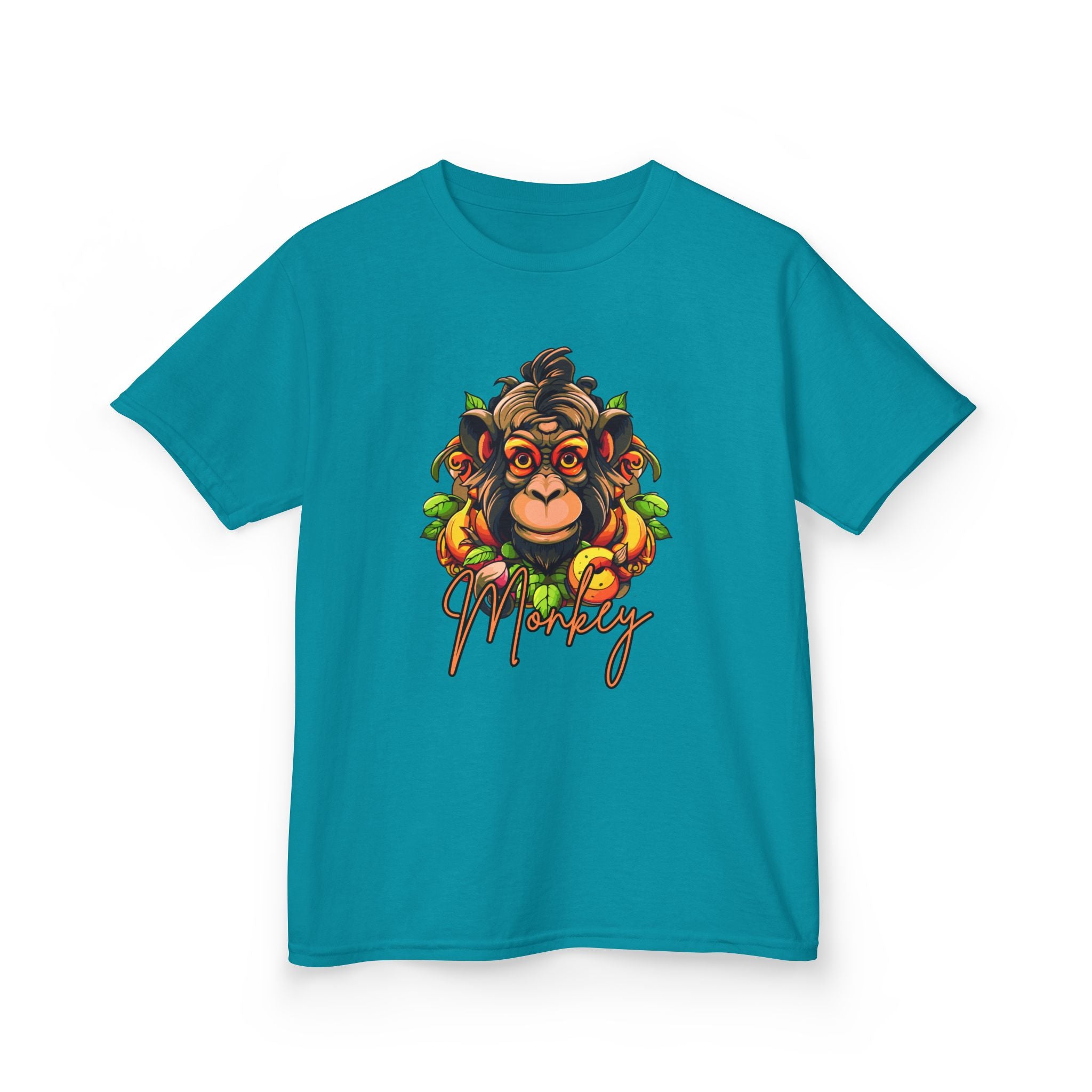 Kids Monkey Fruit Graphic Tee — Cute Tropical Chimp Design