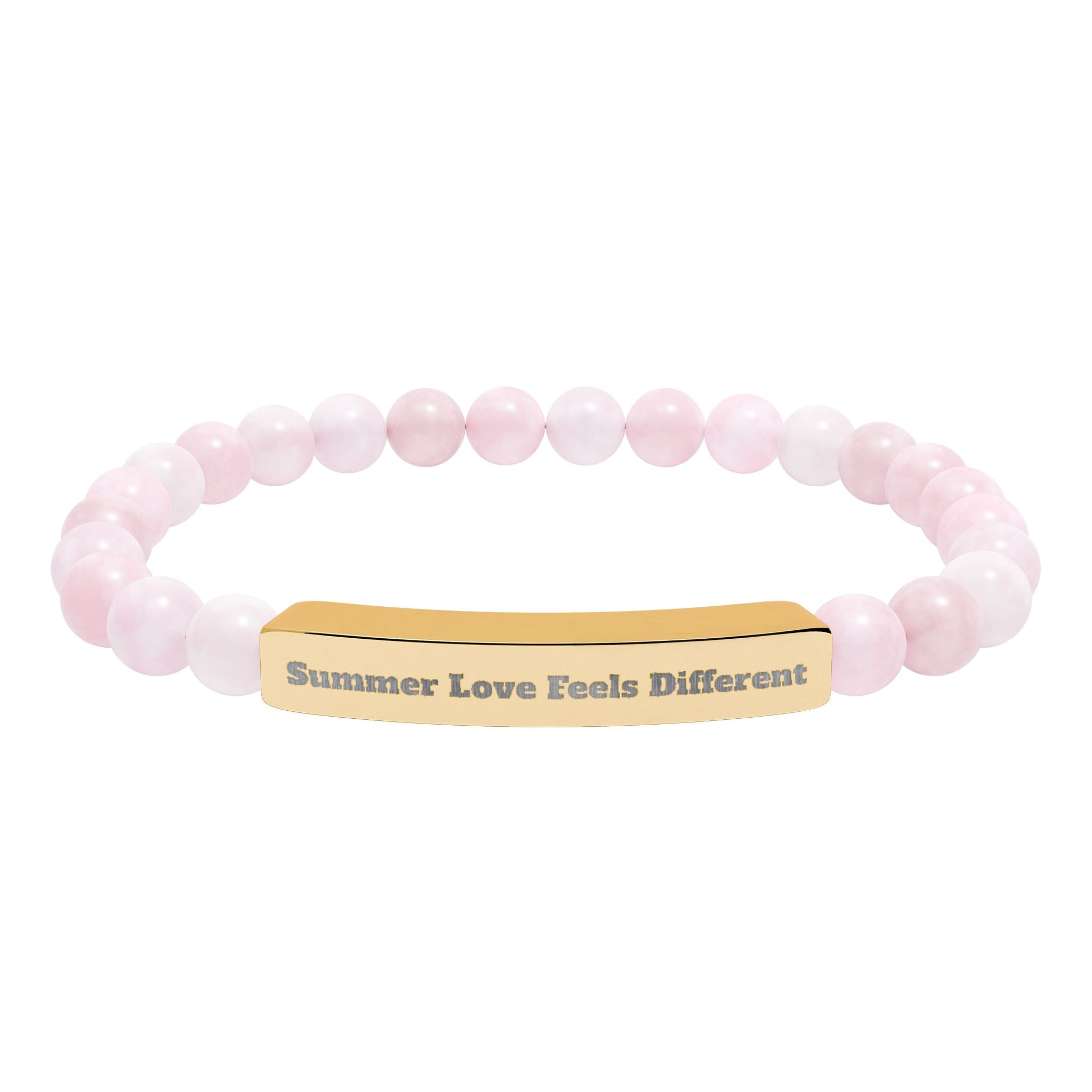 Engraved Natural Stone Stretch Bracelet — "Always Love, Feel Different" Bar