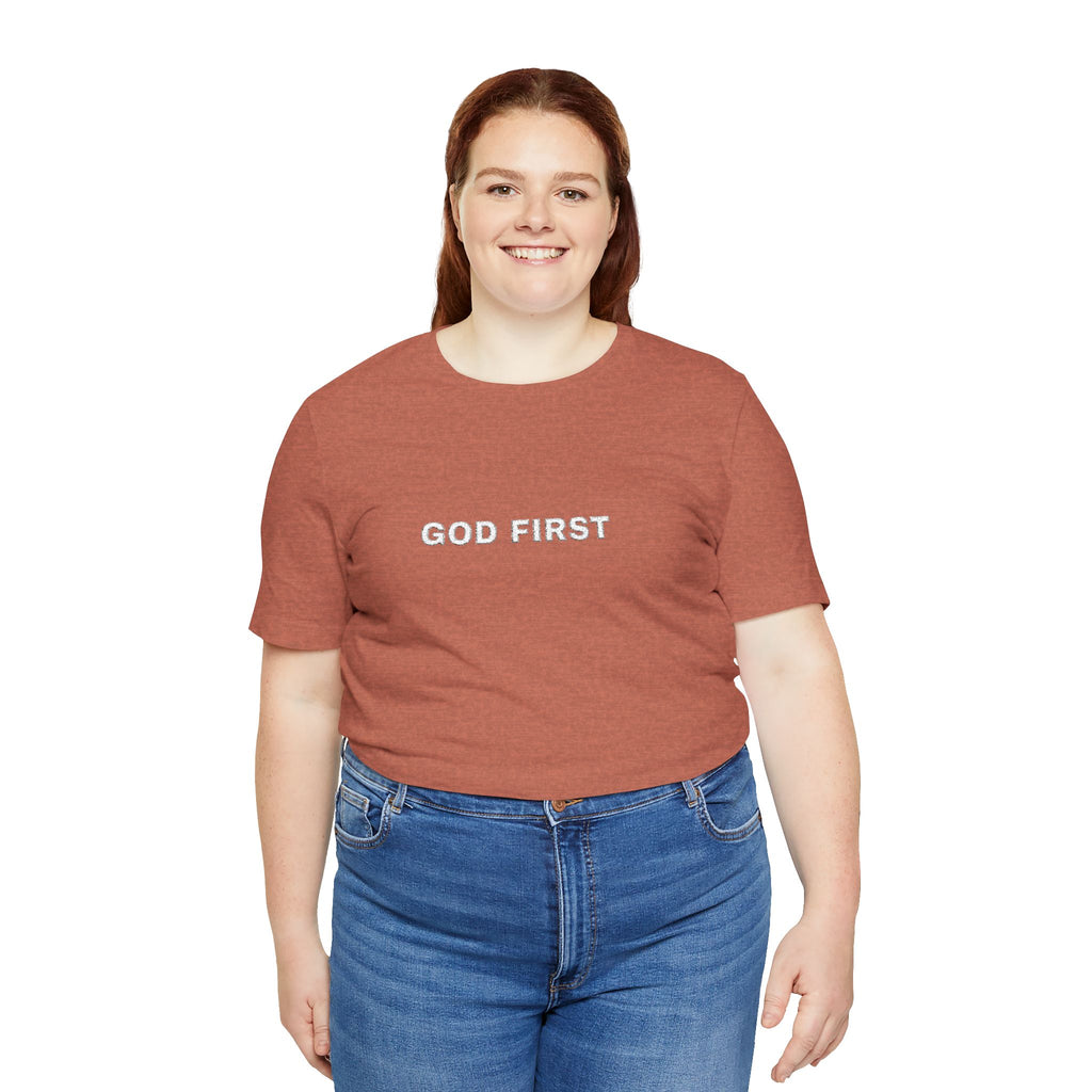 God First T-Shirt – Floral Lettering Christian Tee