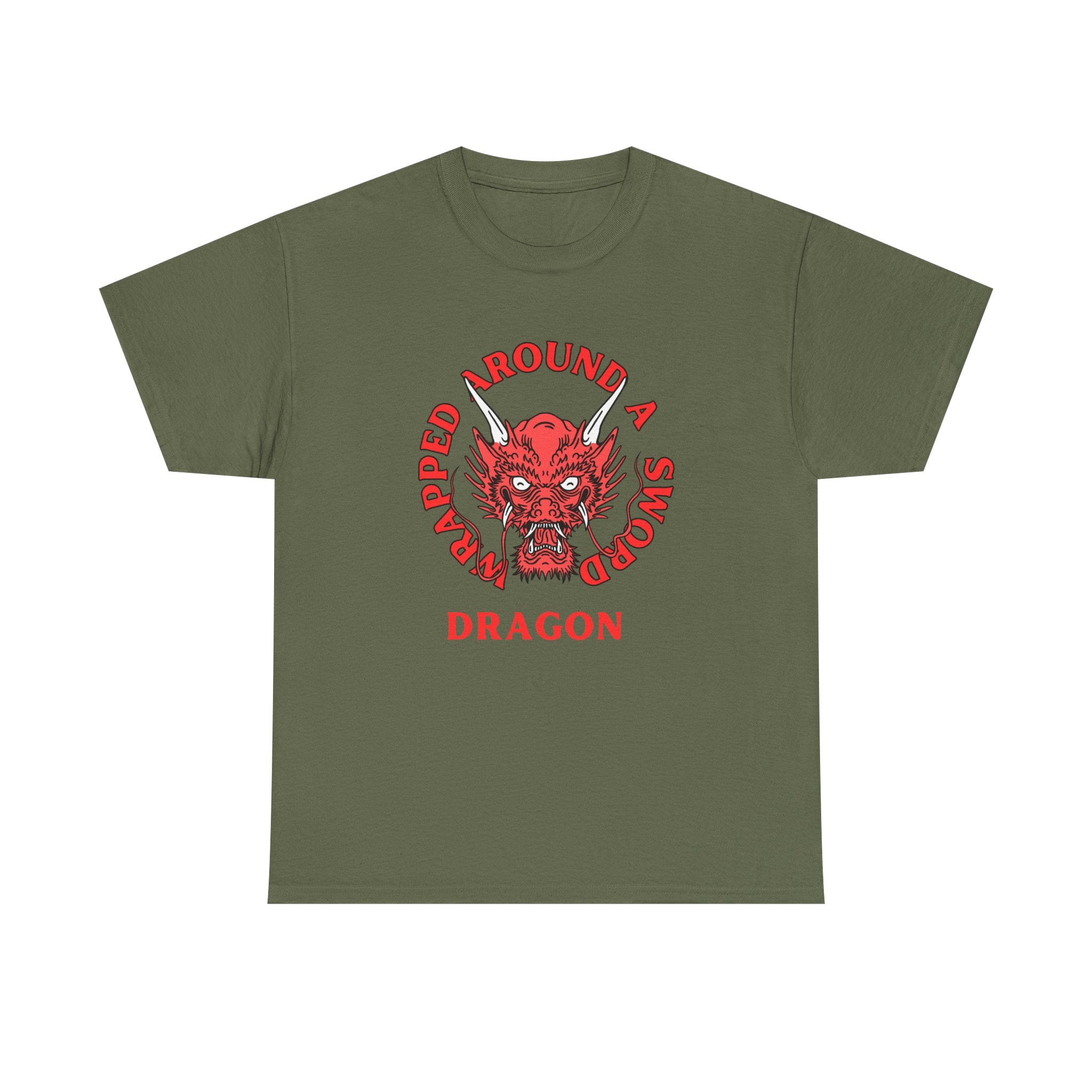 Dragon Tee — 'Wrapped Around a Sword' Red Dragon Graphic T-Shirt