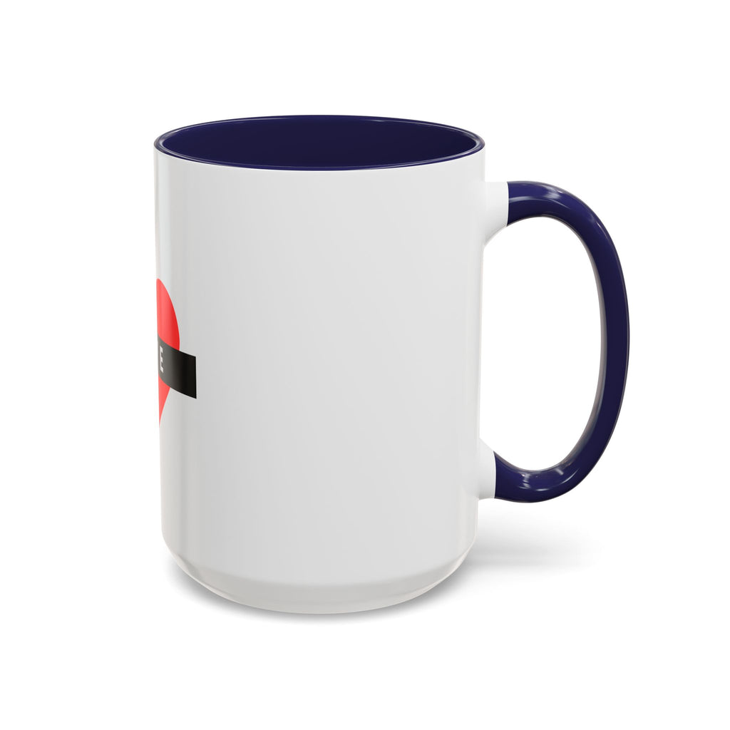 Love Heart Accent Mug – Red Heart with "LOVE" Banner, Valentine's Day Coffee Cup