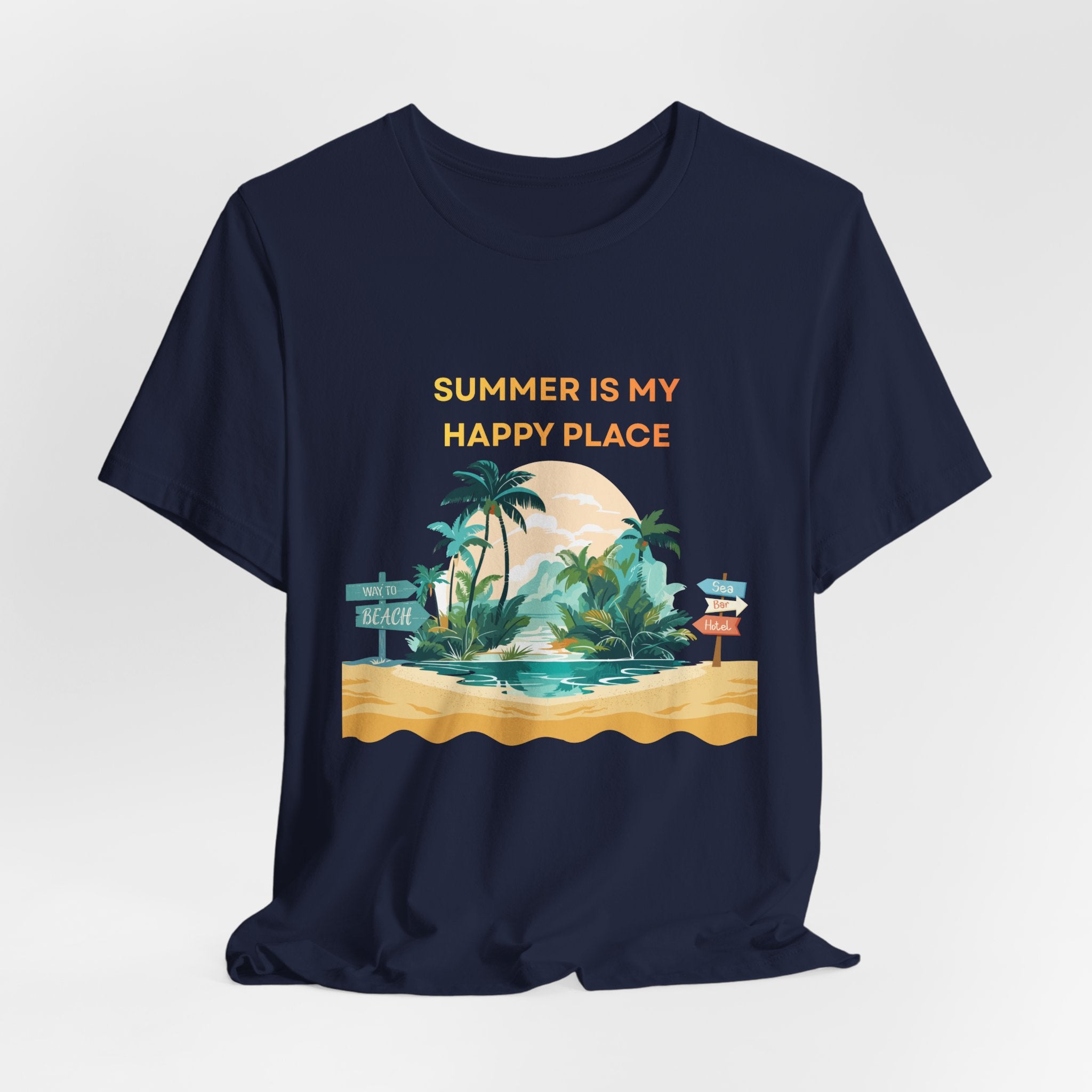 Summer Vibes Beach T-Shirt - "Summer Is My Happy Place" Graphic Tee