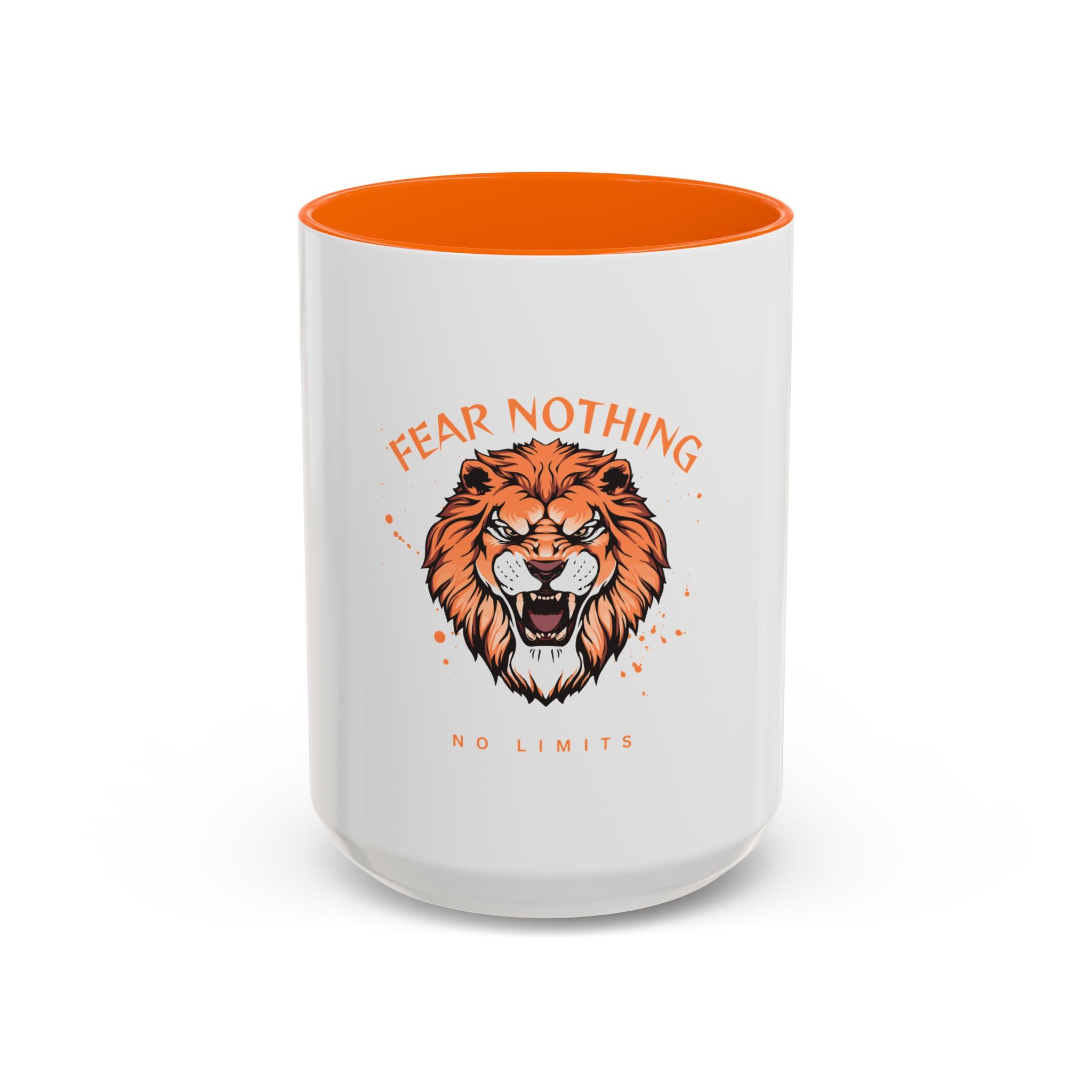 Fear Nothing Lion Accent Coffee Mug — Inspirational No Limits Motivational Gift
