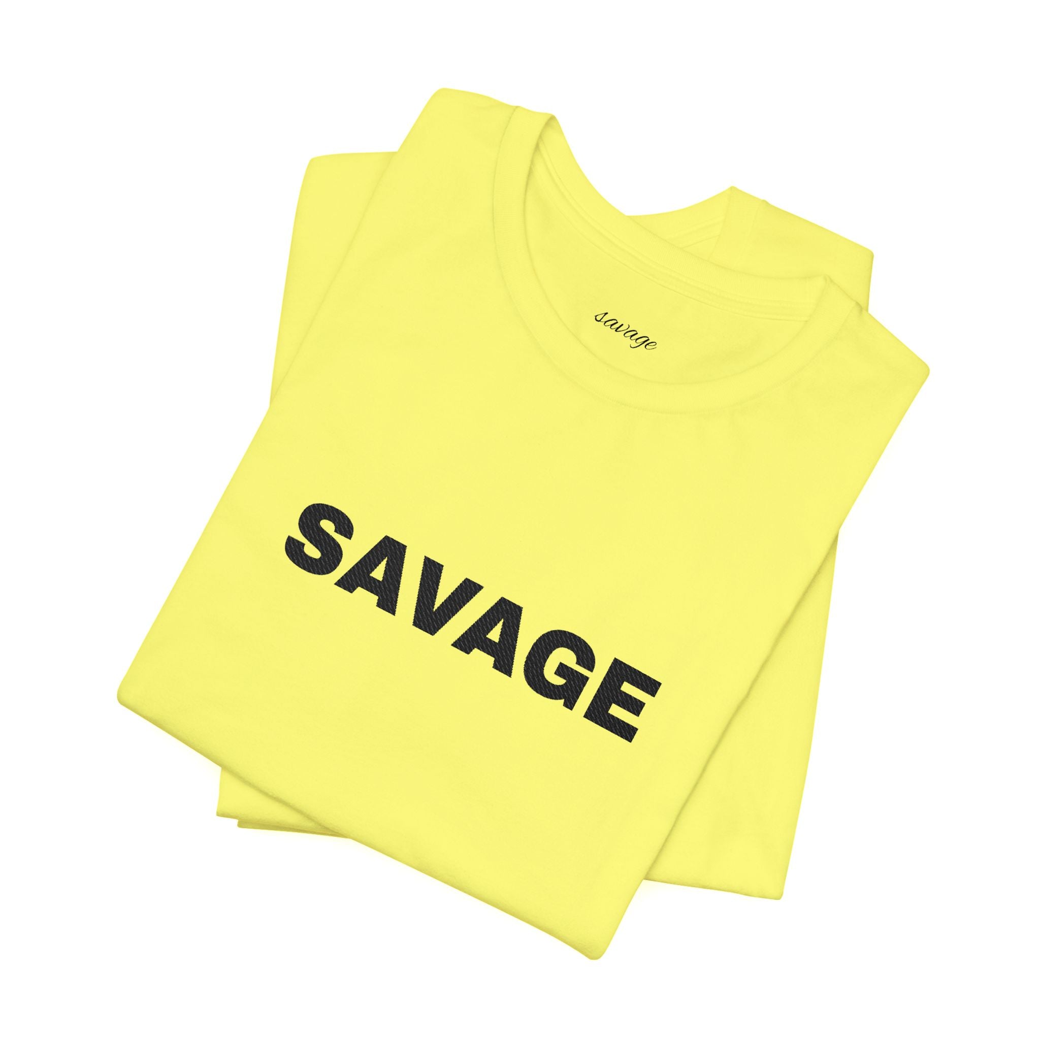 Savage Graphic Tee - Bold Text White T-Shirt