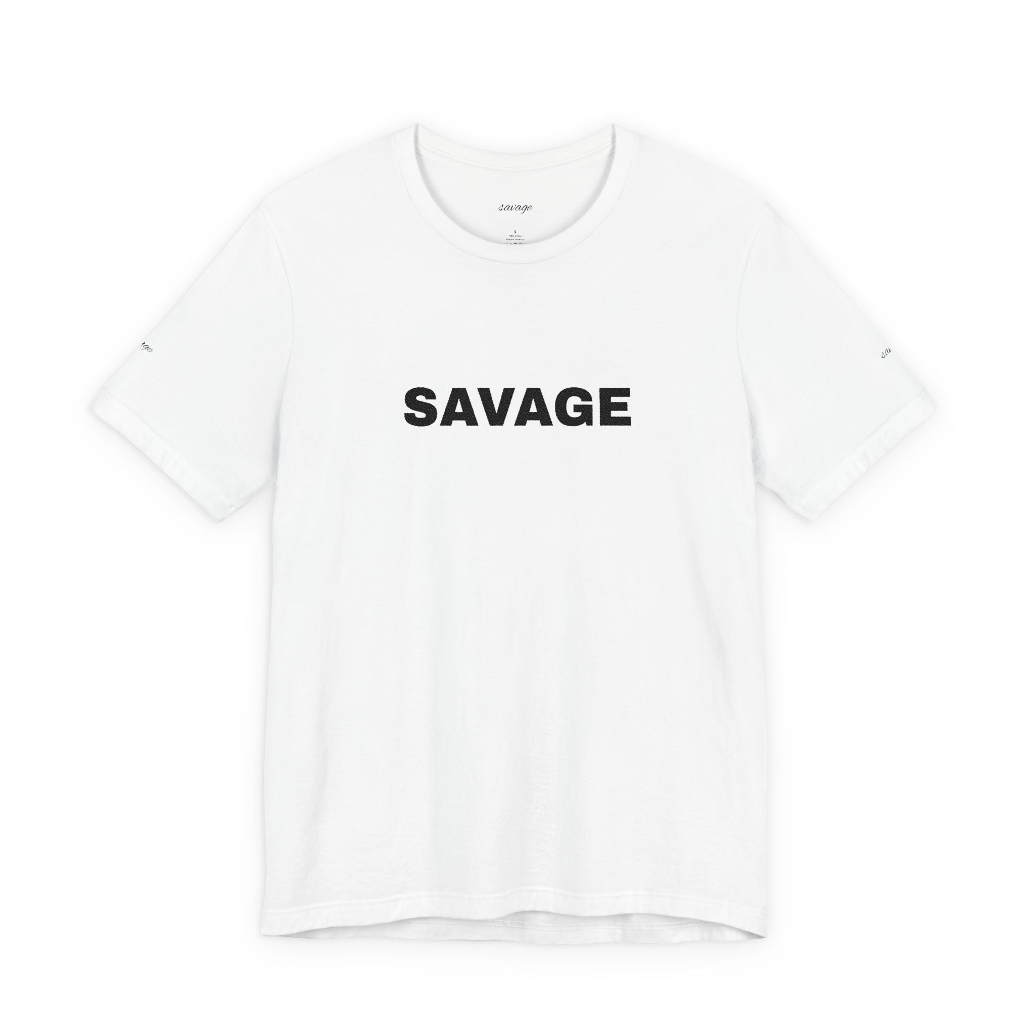 Savage Graphic Tee - Bold Text White T-Shirt
