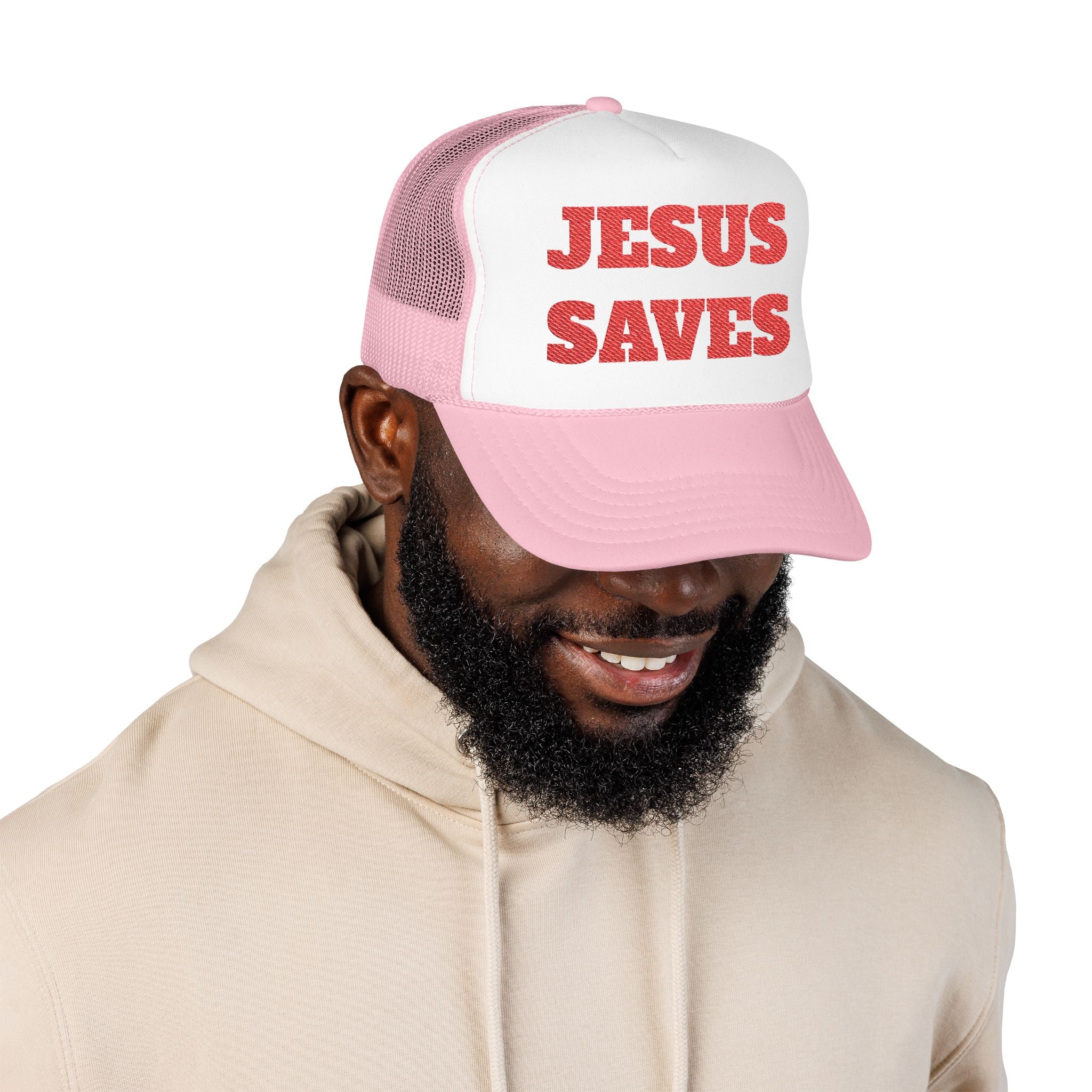 Jesus Saves Foam Trucker Hat - Christian Gospel Mesh Cap