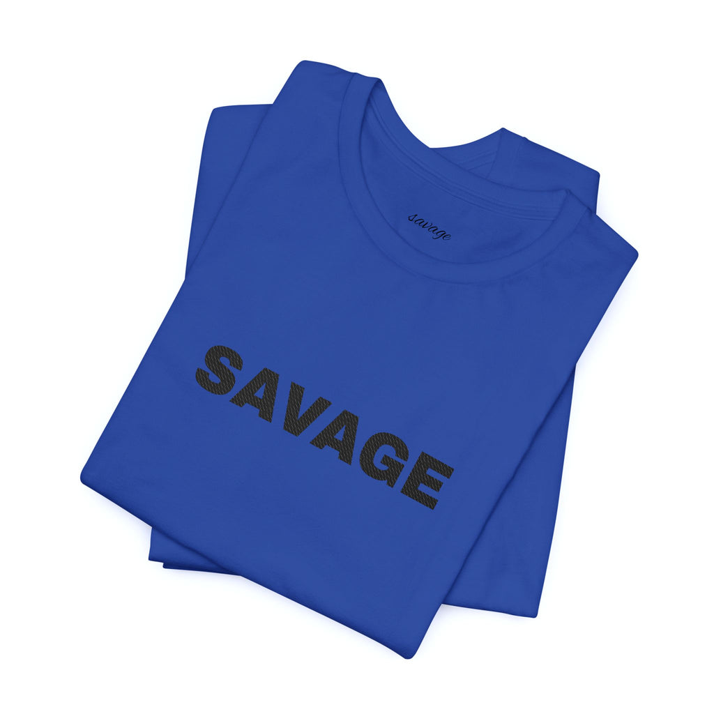 Savage Graphic Tee - Bold Text White T-Shirt