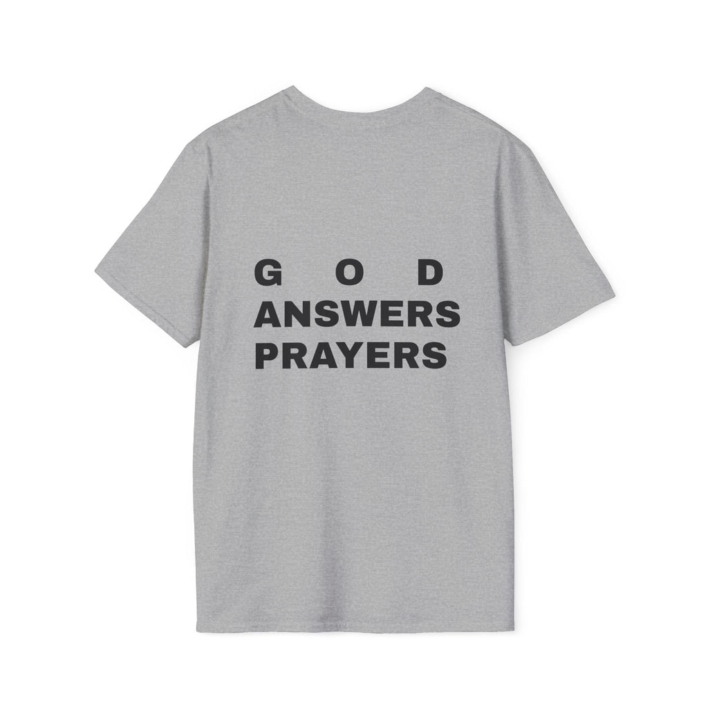 God Is Good Heart T‑Shirt – "God Answers Prayers" Christian Faith Tee