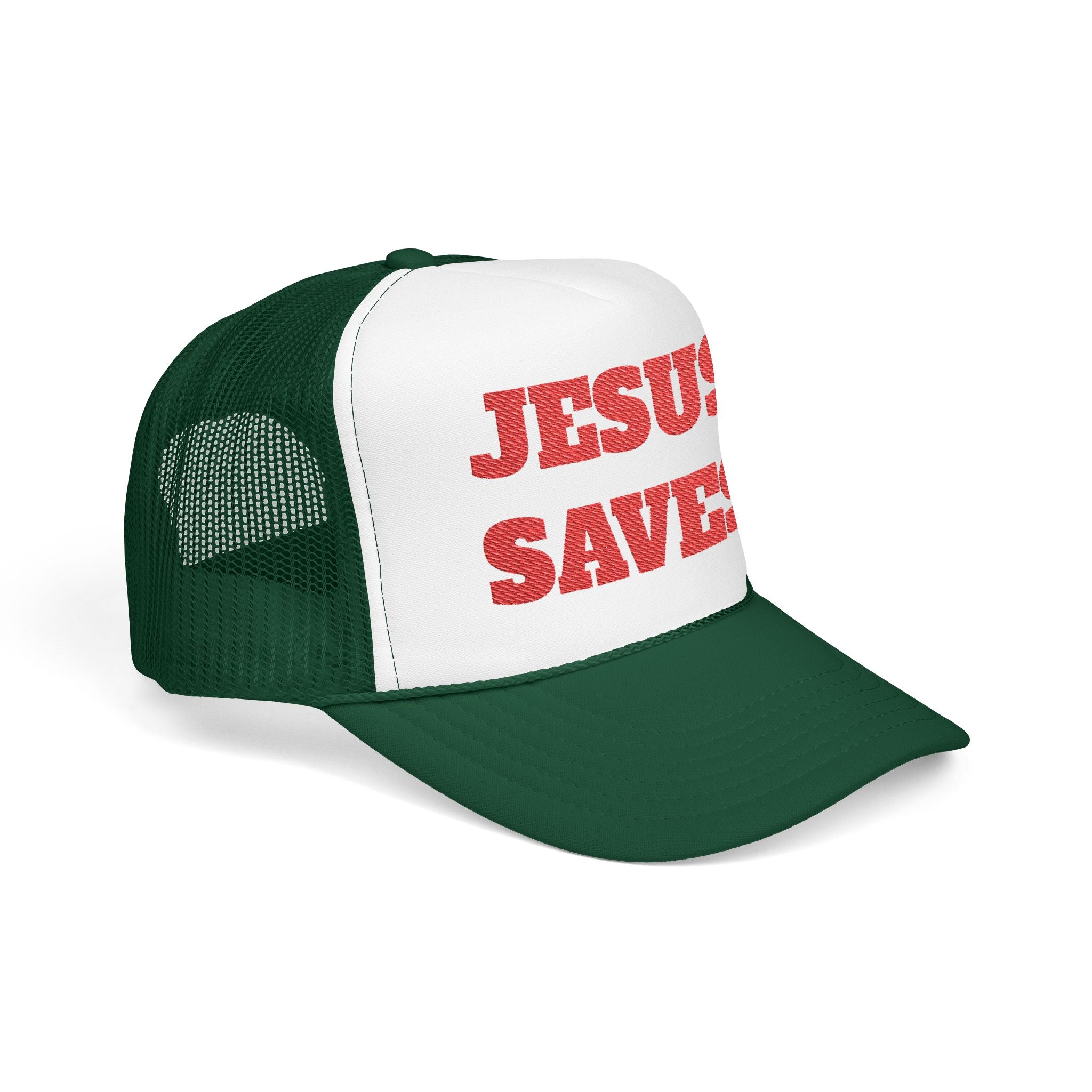 Jesus Saves Foam Trucker Hat - Christian Gospel Mesh Cap