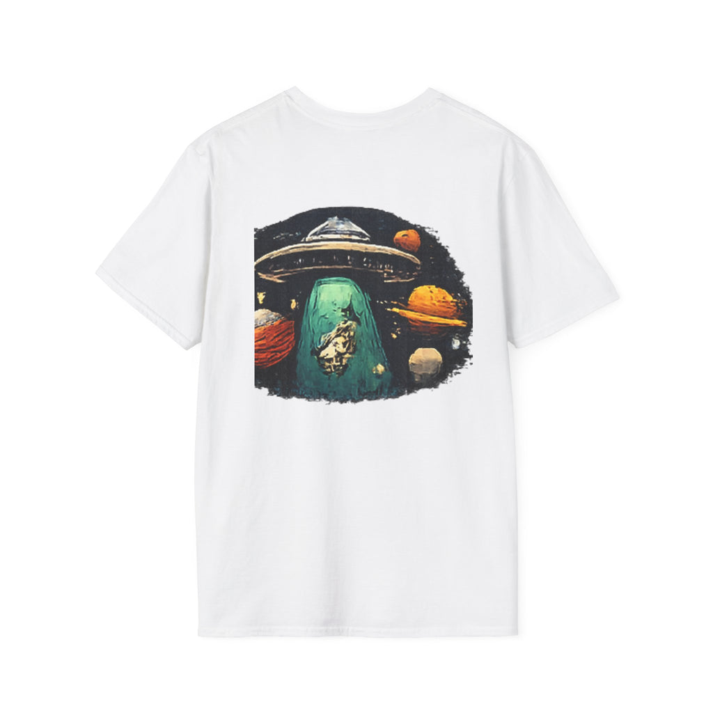 Alien Abduction Graphic T-Shirt — Retro UFO & Planets Space Tee