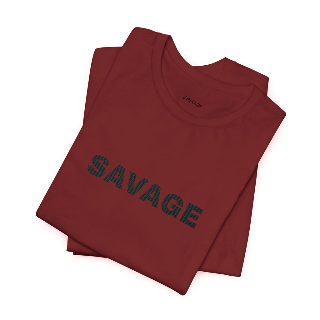 Savage Graphic Tee - Bold Text White T-Shirt