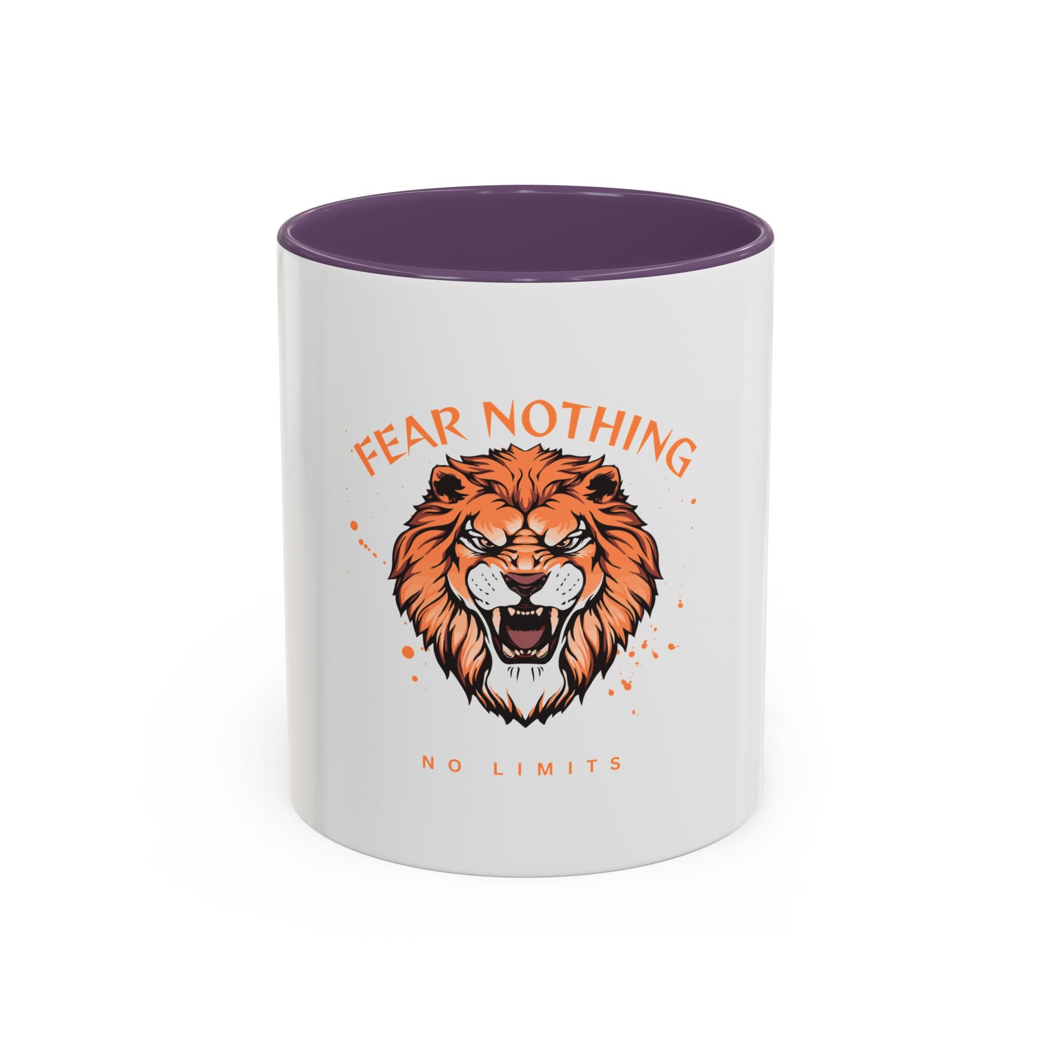 Fear Nothing Lion Accent Coffee Mug — Inspirational No Limits Motivational Gift