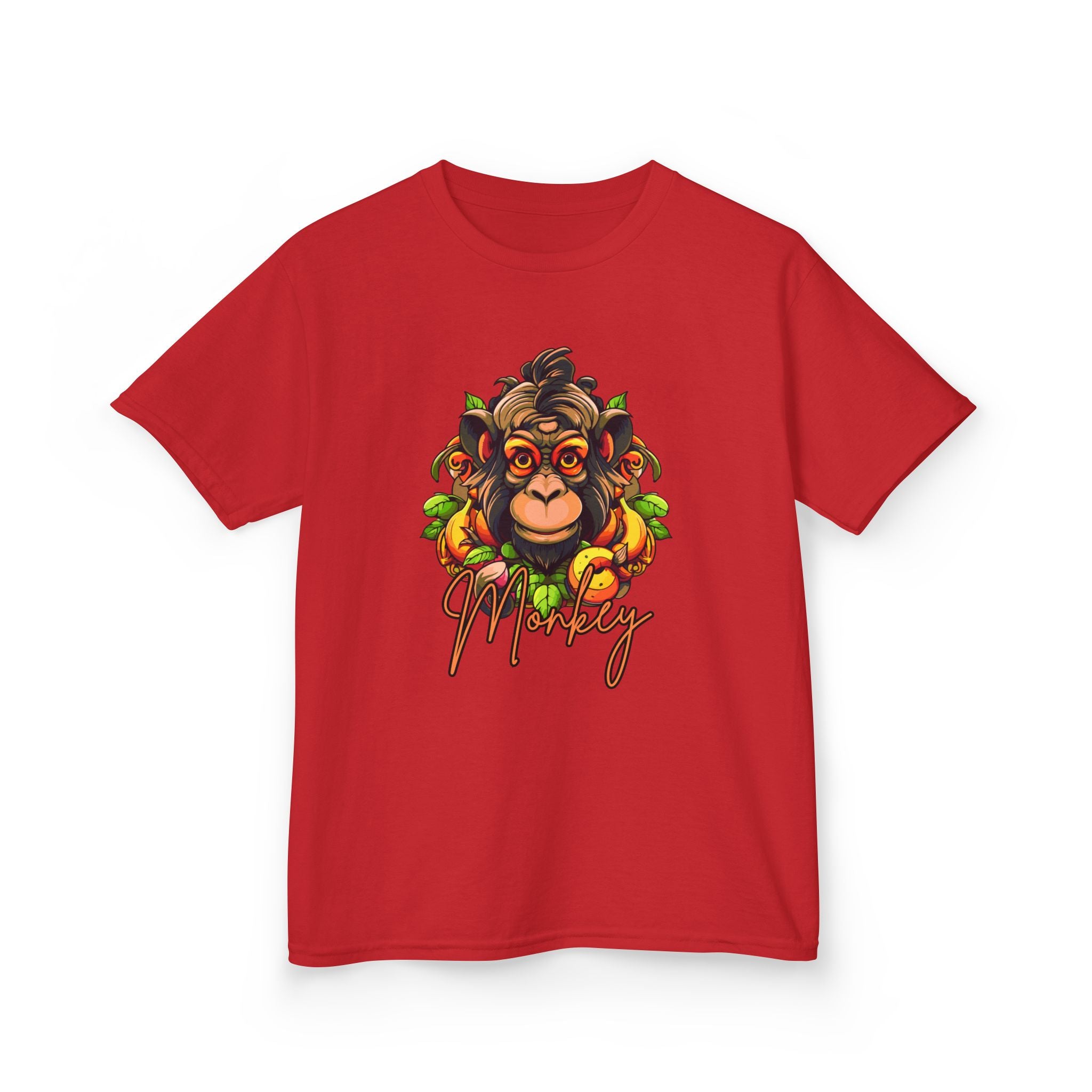 Kids Monkey Fruit Graphic Tee — Cute Tropical Chimp Design