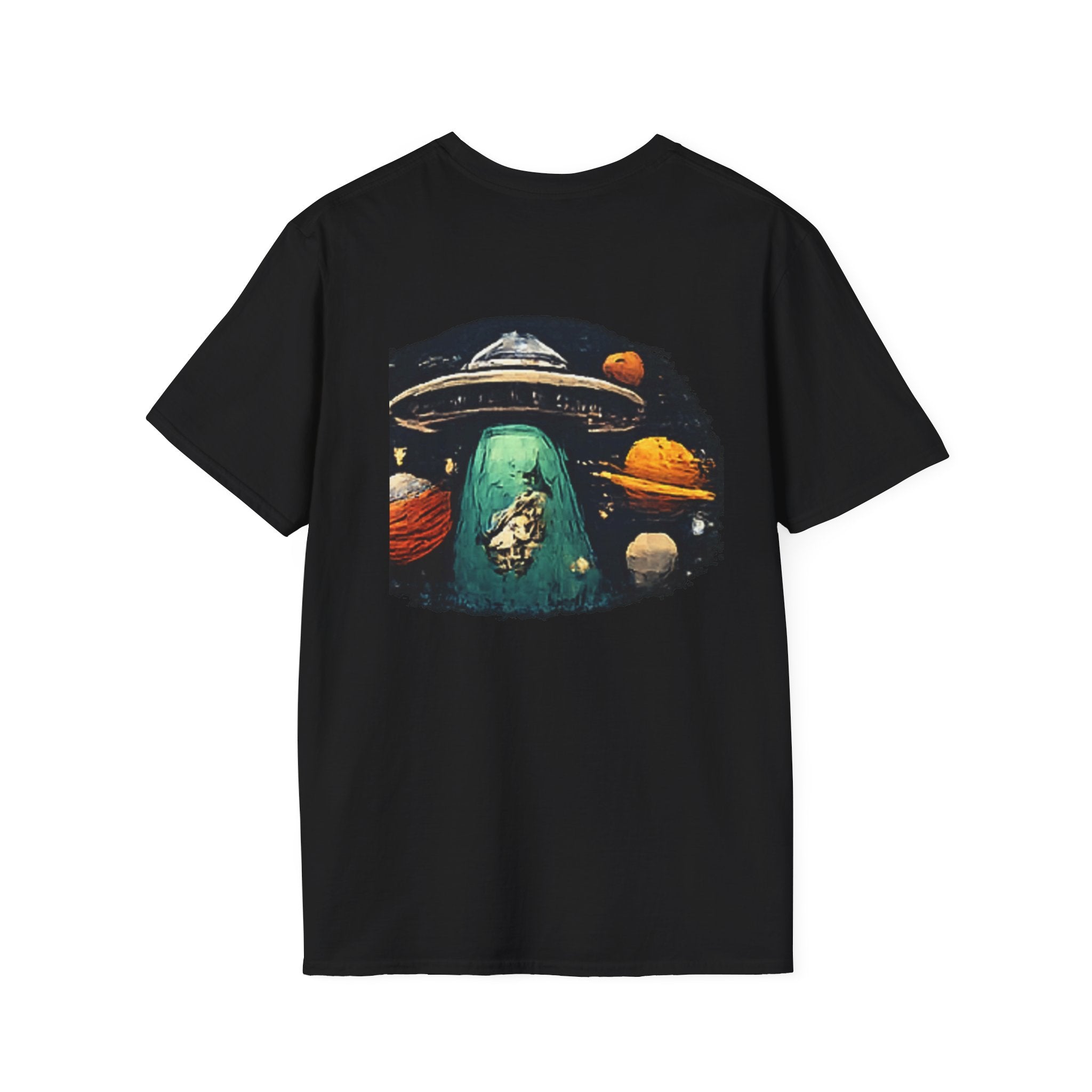 Alien Abduction Graphic T-Shirt — Retro UFO & Planets Space Tee