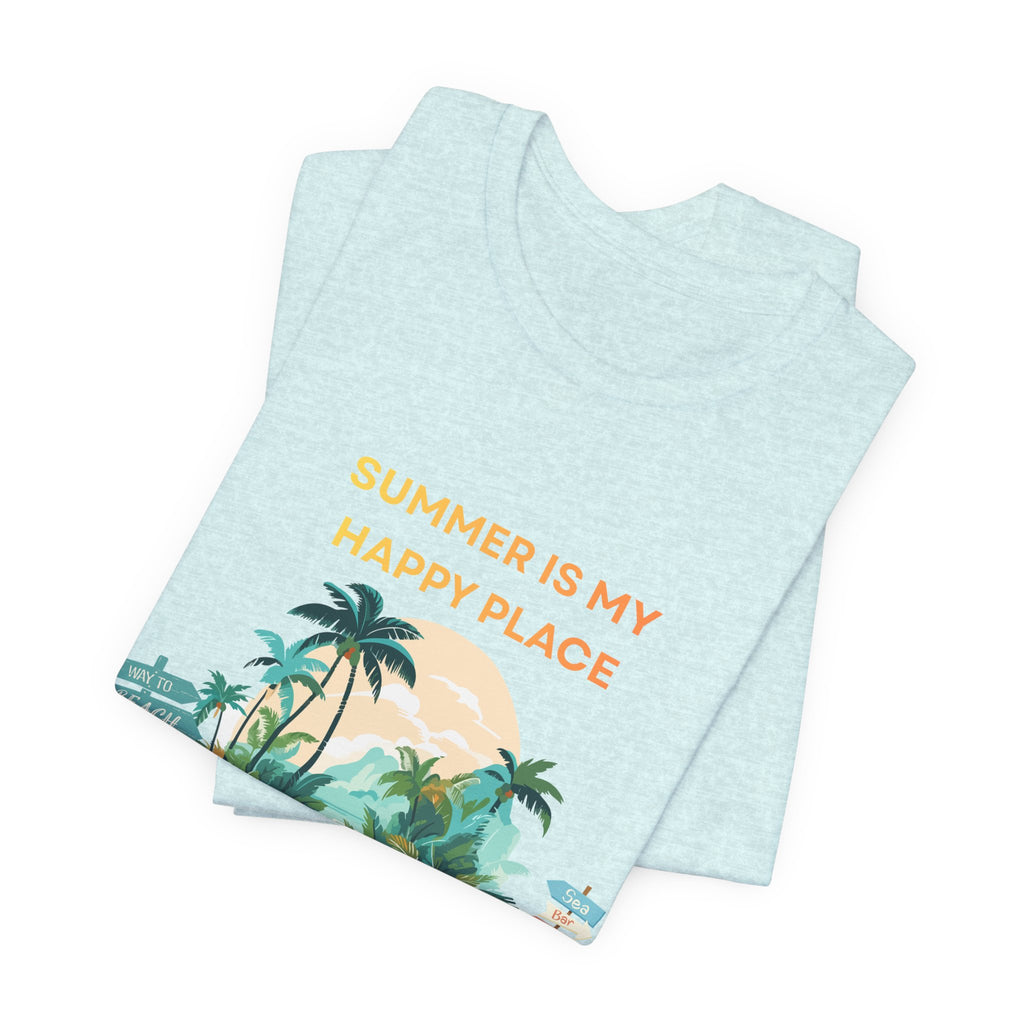 Summer Vibes Beach T-Shirt - "Summer Is My Happy Place" Graphic Tee