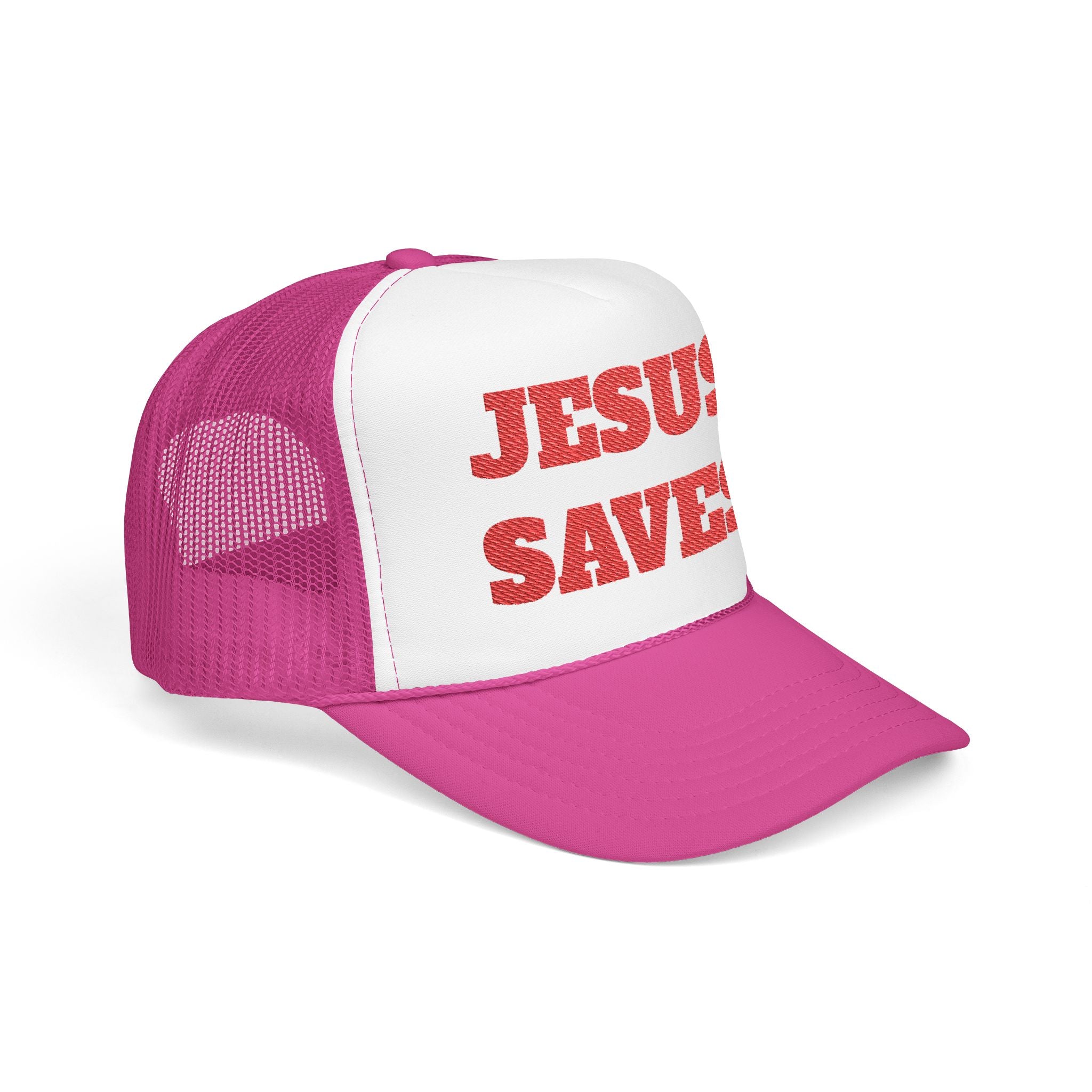 Jesus Saves Foam Trucker Hat - Christian Gospel Mesh Cap